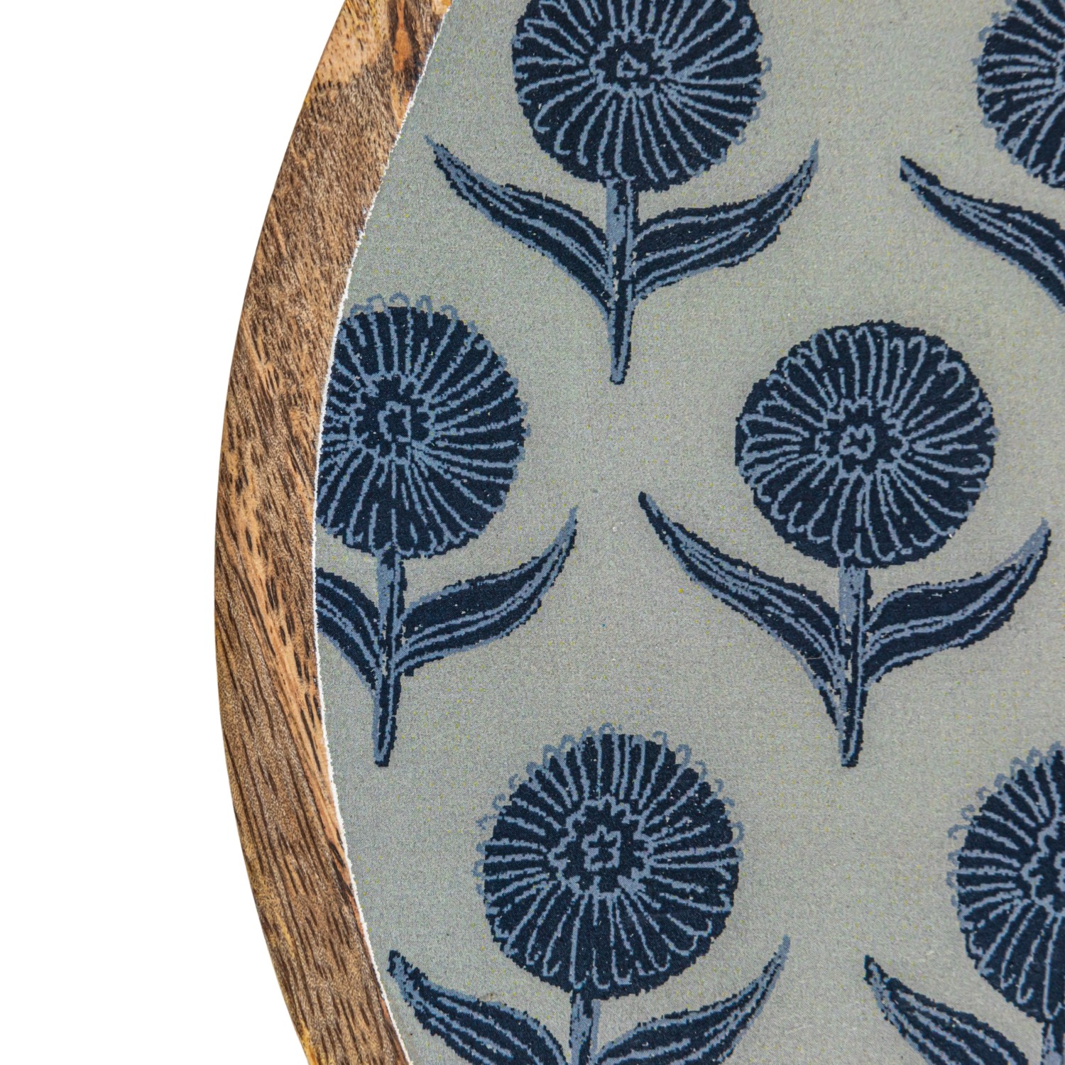 Enameled Mango Wood Trays w/ Floral Pattern, Set of 3