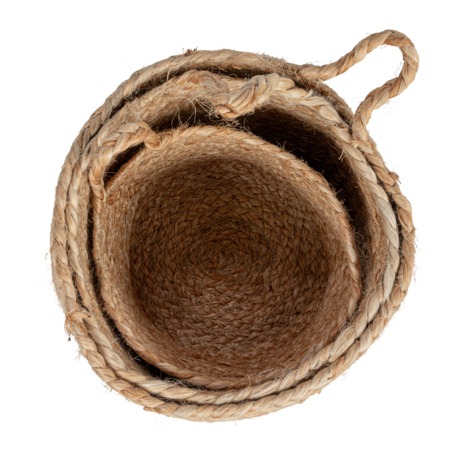 Braided Jute Nesting Baskets w/ Handle, Set of 3