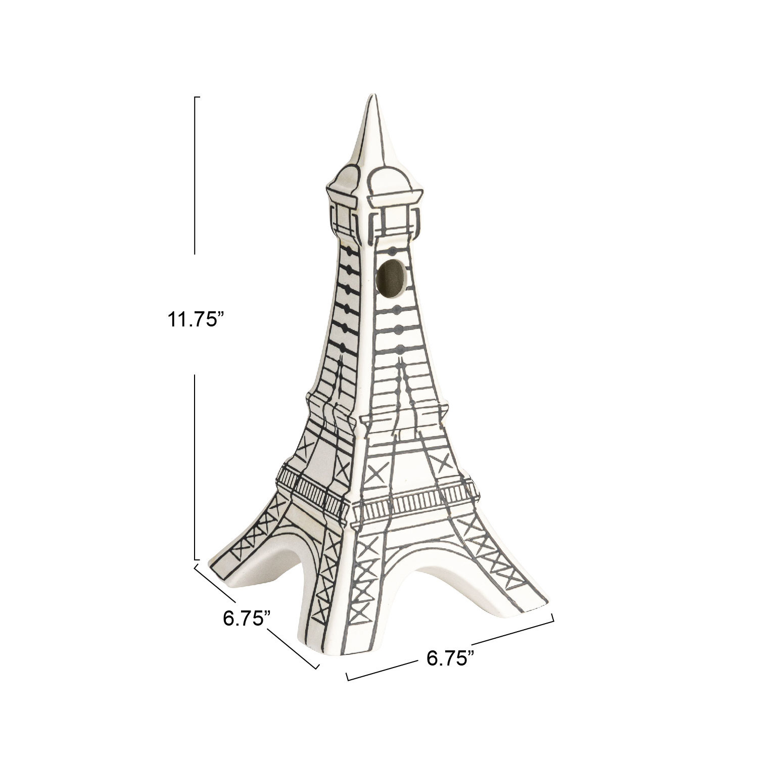 HandPainted Stoneware Bisque Eiffel Tower Vase