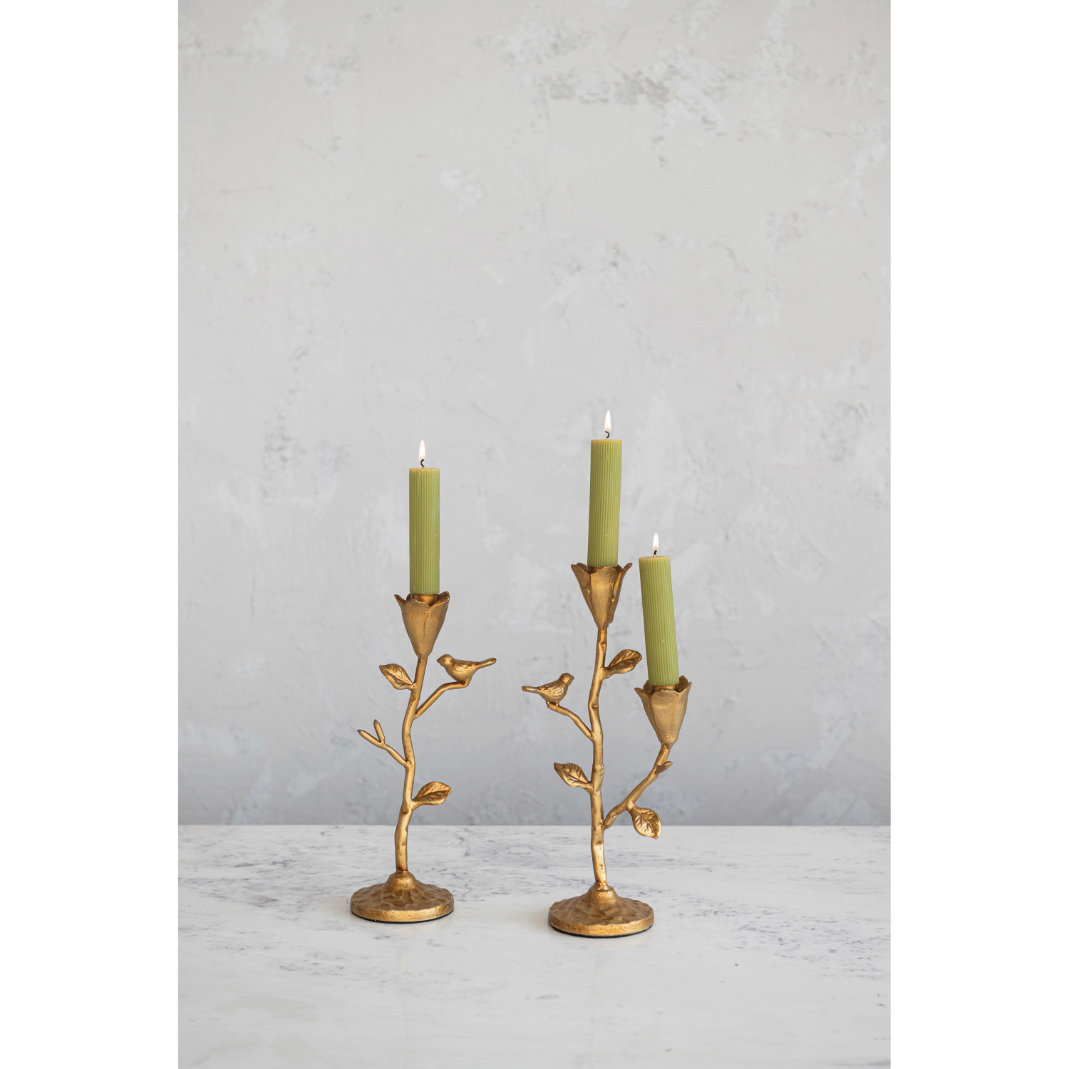 Creative Co-Op Hand-Forged Cast Iron Candelabra With Flowers