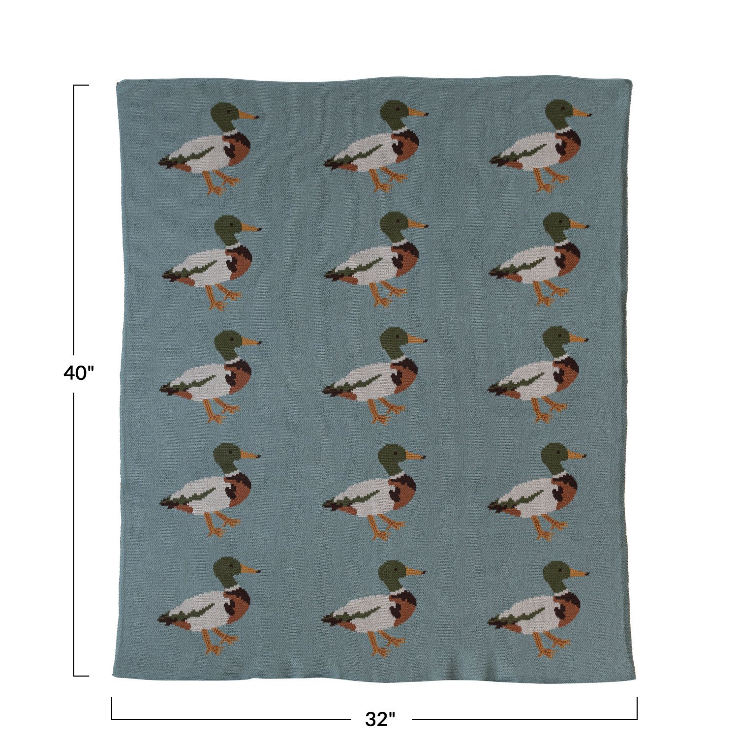 Cotton Knit Baby Blanket w/ Ducks, Multi Color