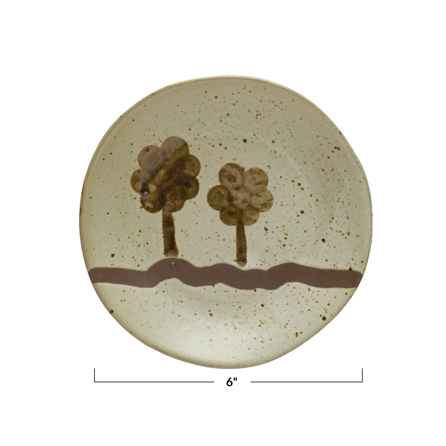 HandPainted Stoneware Plate w/ Trees, Reactive Glaze, Multi Color
