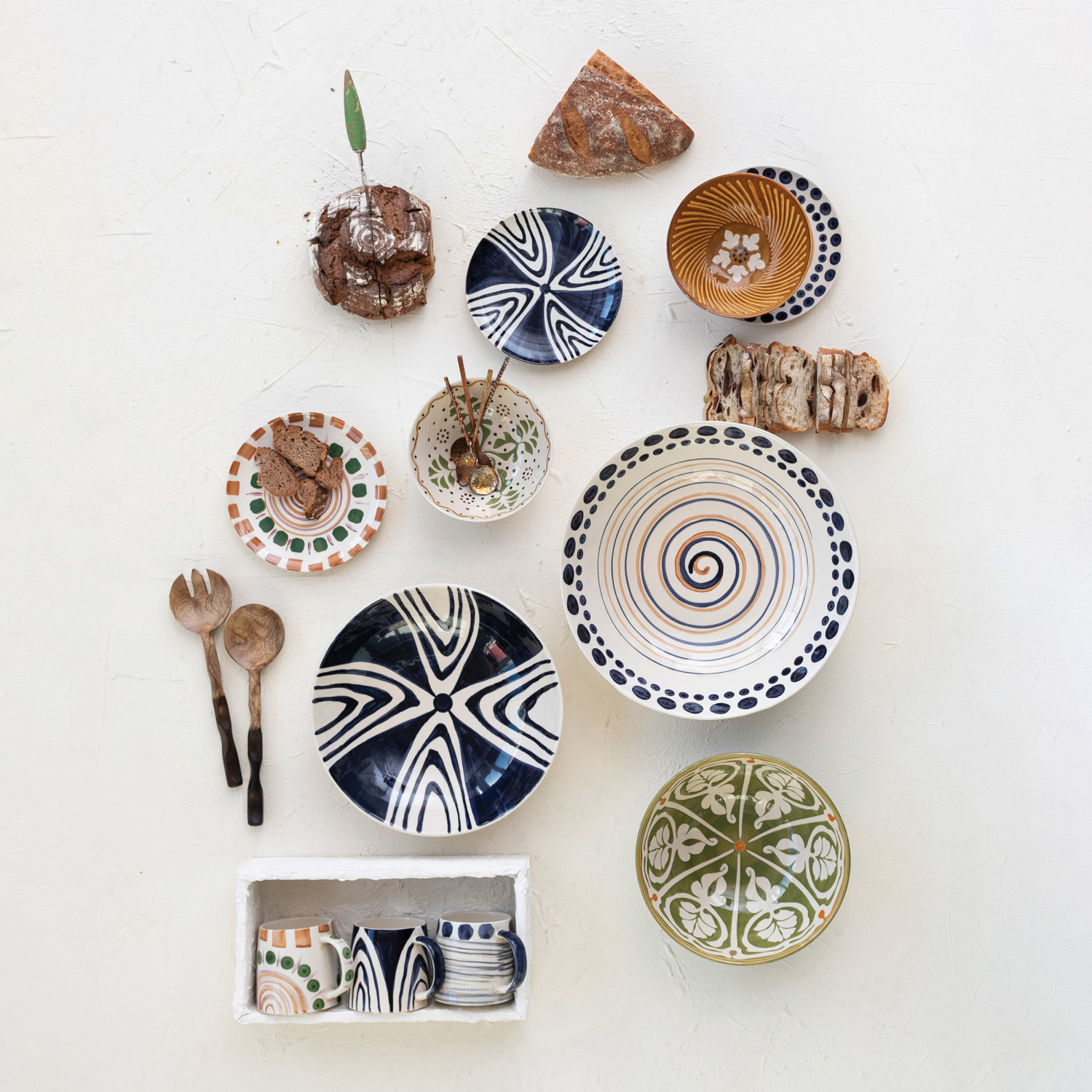 16 oz. HandPainted Stoneware Mug w/ Design, 3 Styles