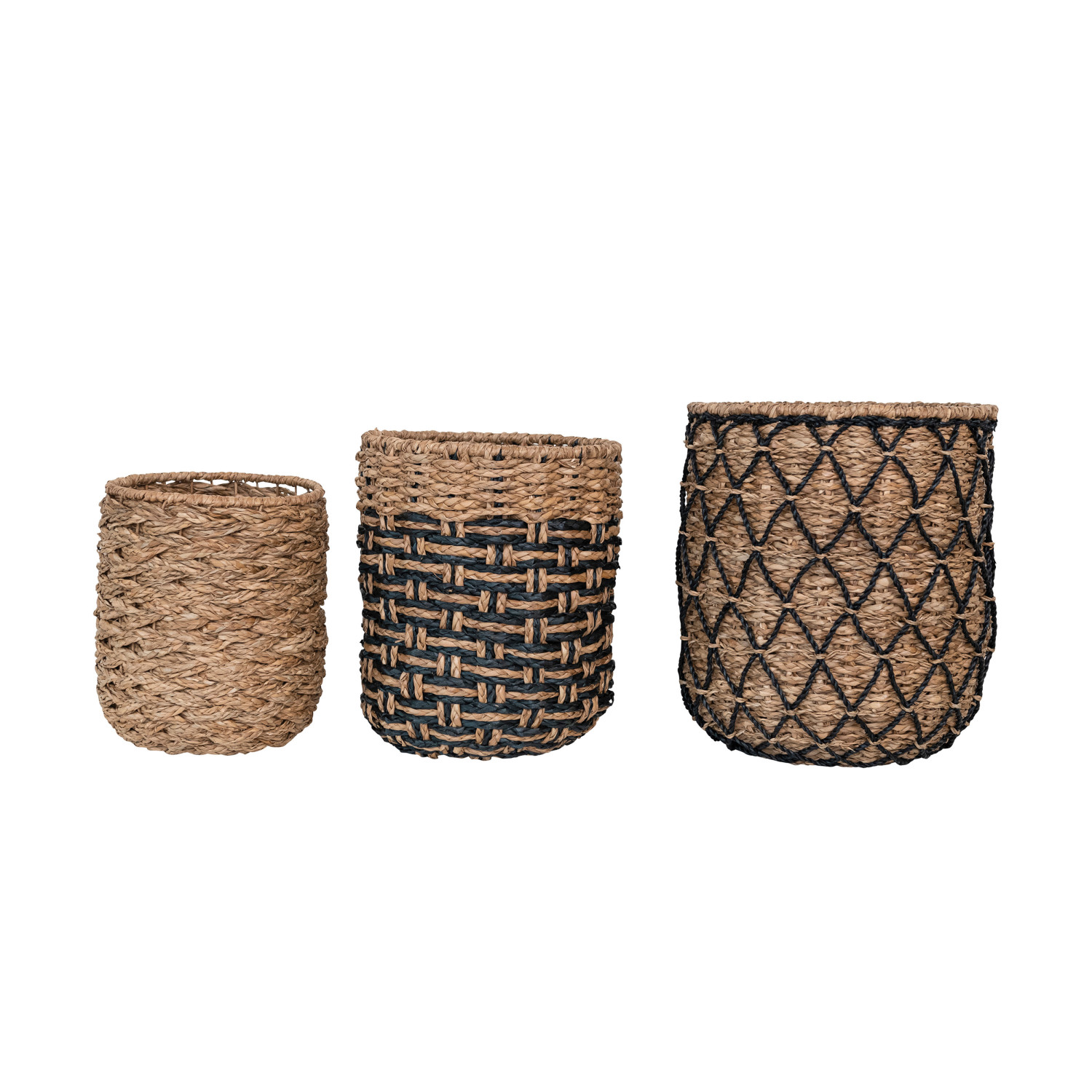 15" Round x 16"H, 13" Round x 14"H & 11" Round x 12"H Woven Wicker