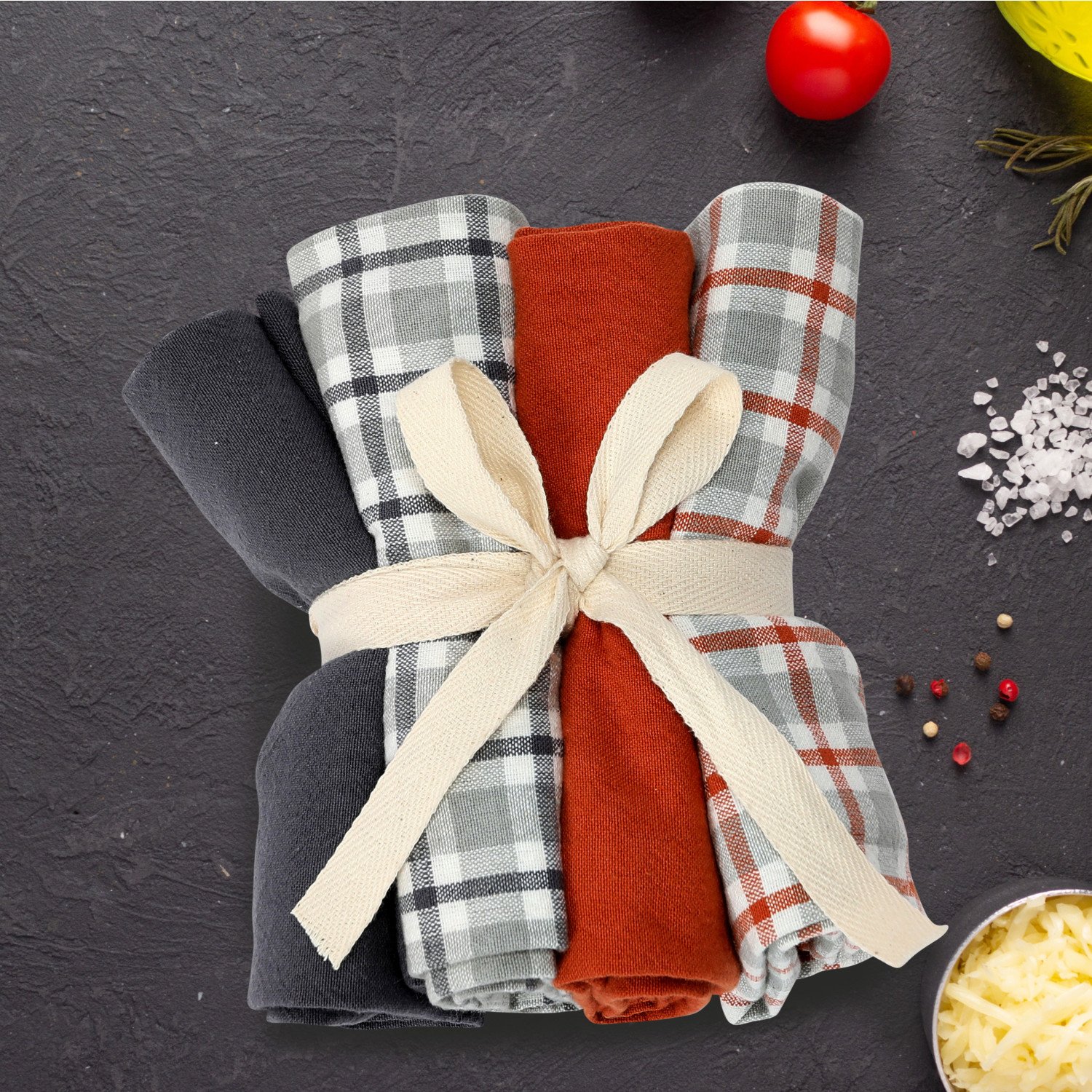 28"L x 18"W Cotton Tea Towels, Multi Color, Set of 4