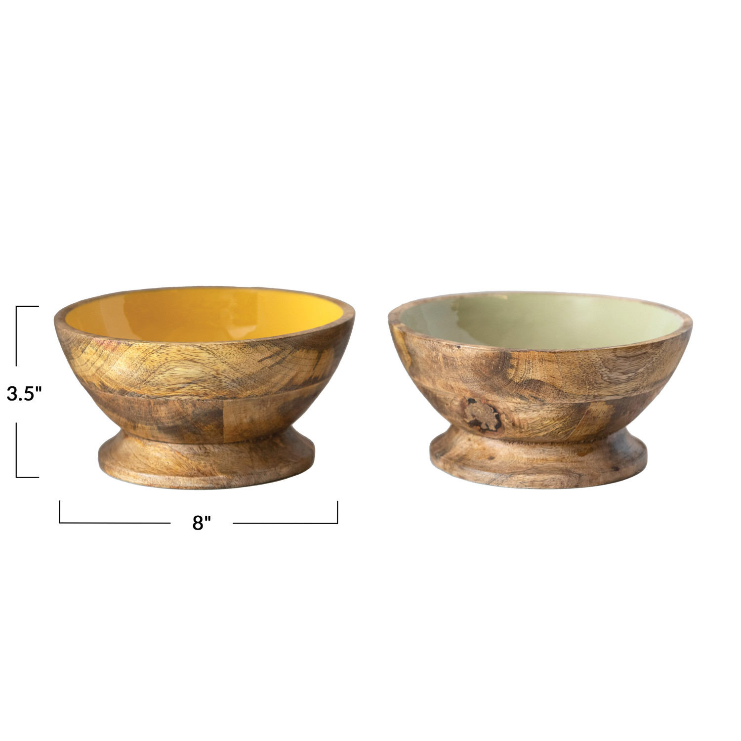 Enameled Mango Wood Footed Bowl, 2 Colors