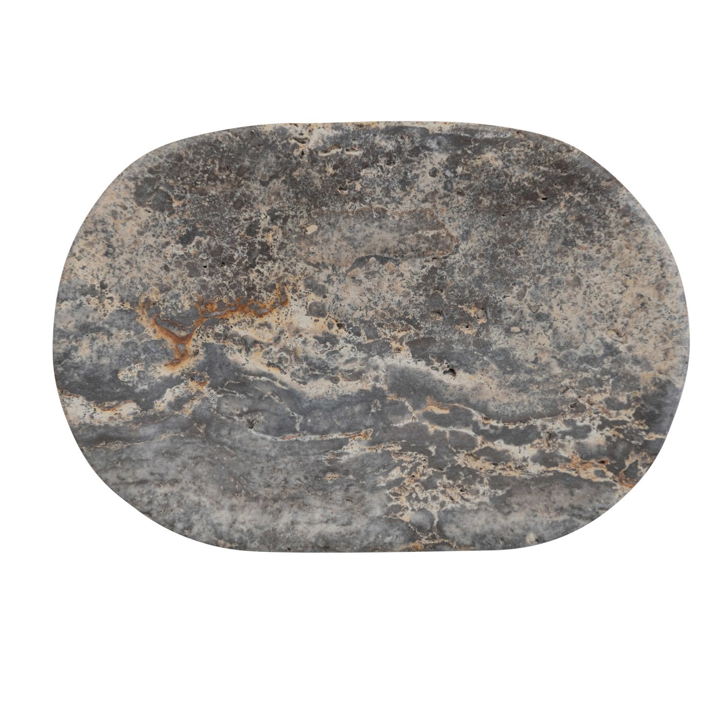 6"L x 4"W Oval Travertine Soap Dish, Grey