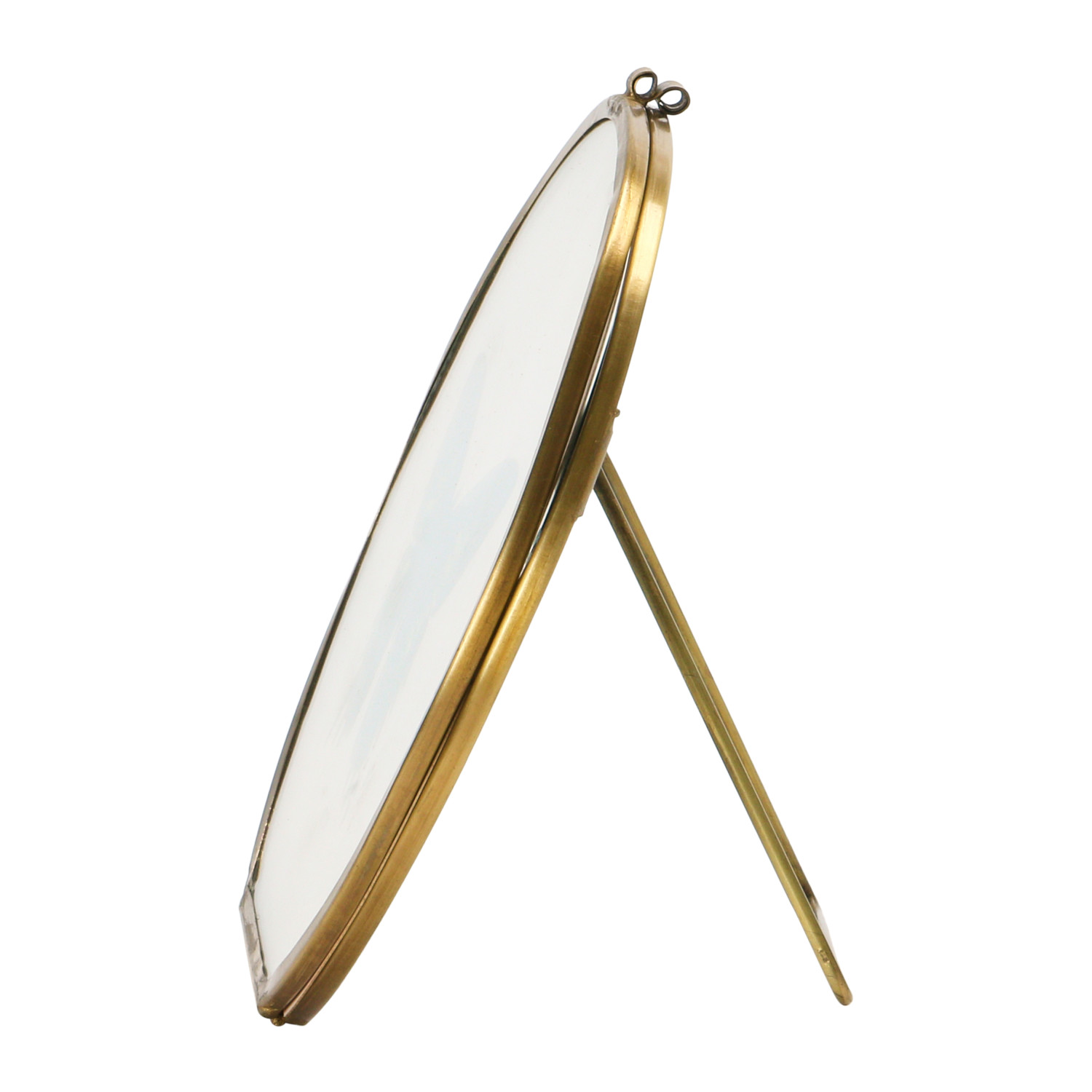 6" Round Brass & Glass Photo Frame (Holds 51/2" Round Photo)