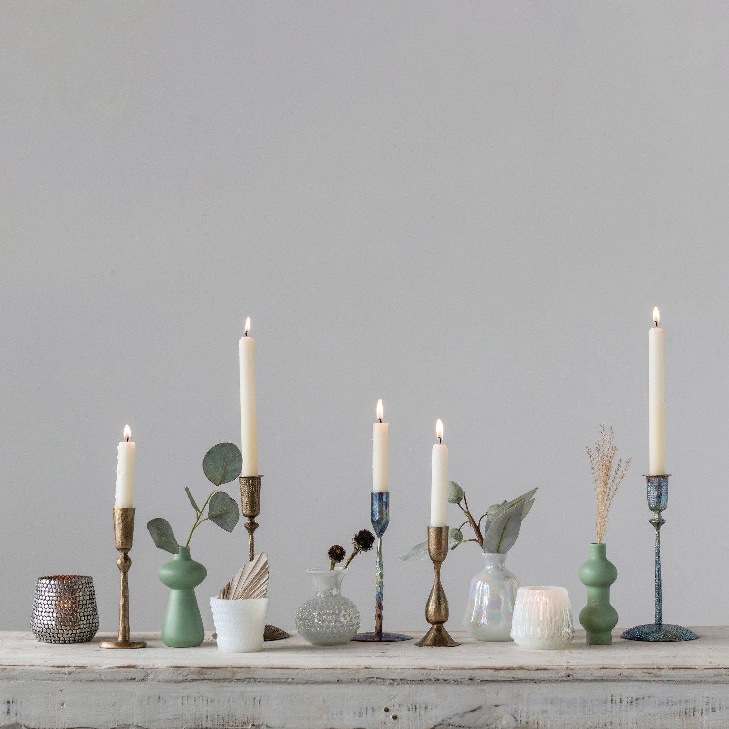 21/4" Round x 61/2"H Iron Taper Holder, Antique Brass Finish