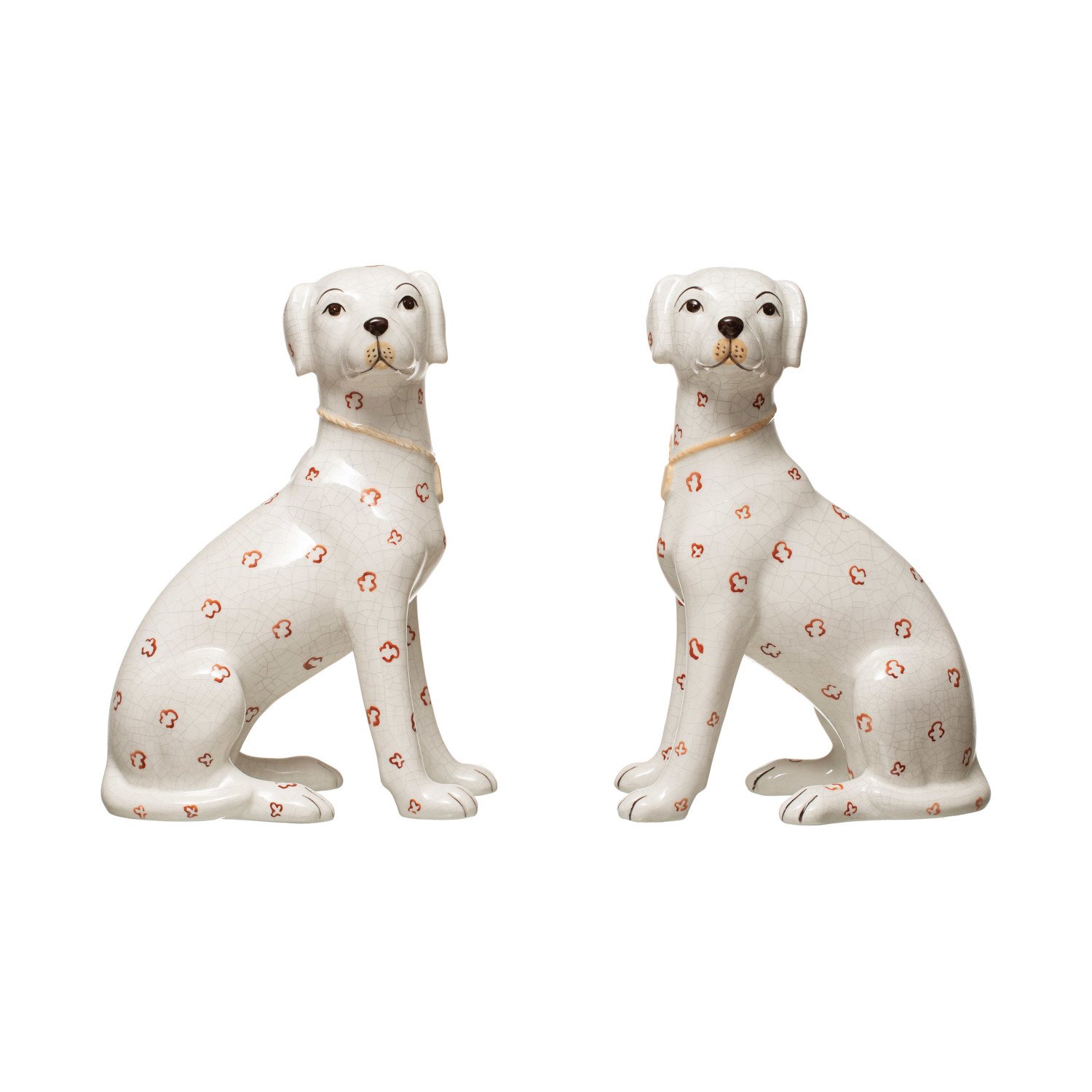 HandPainted Ceramic Dog, Crackle Finish, 2 Styles