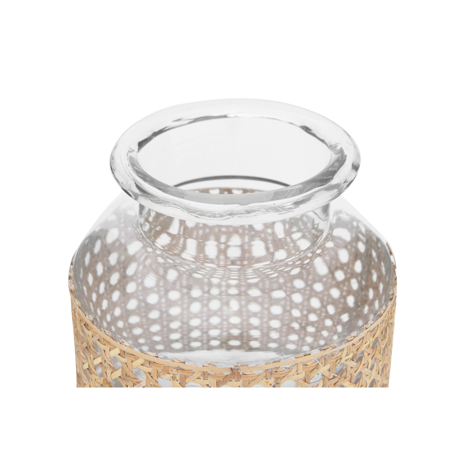 63/4" Round x 8"H Glass Cane Wrapped Vase, Natural