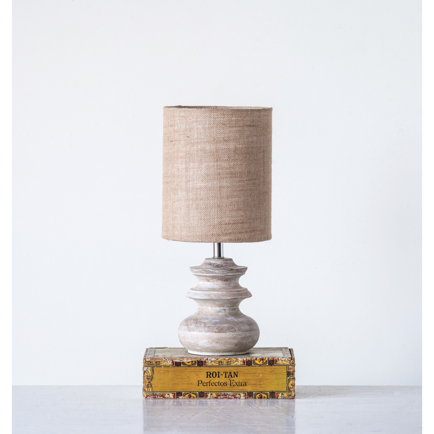 DF0594 by Creative Co-op - Mango Wood Table Lamp with Jute Shade