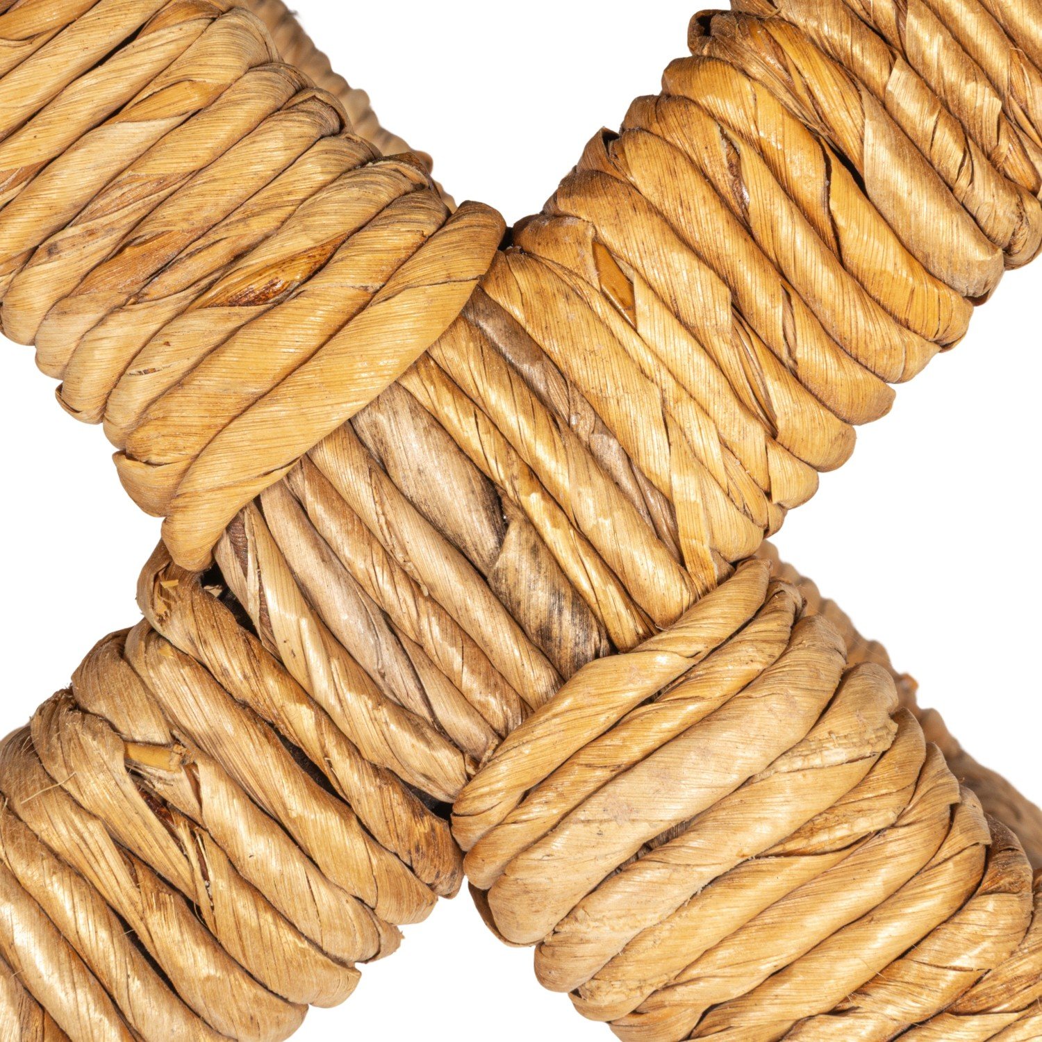 Woven Water Hyacinth and Wood Stool