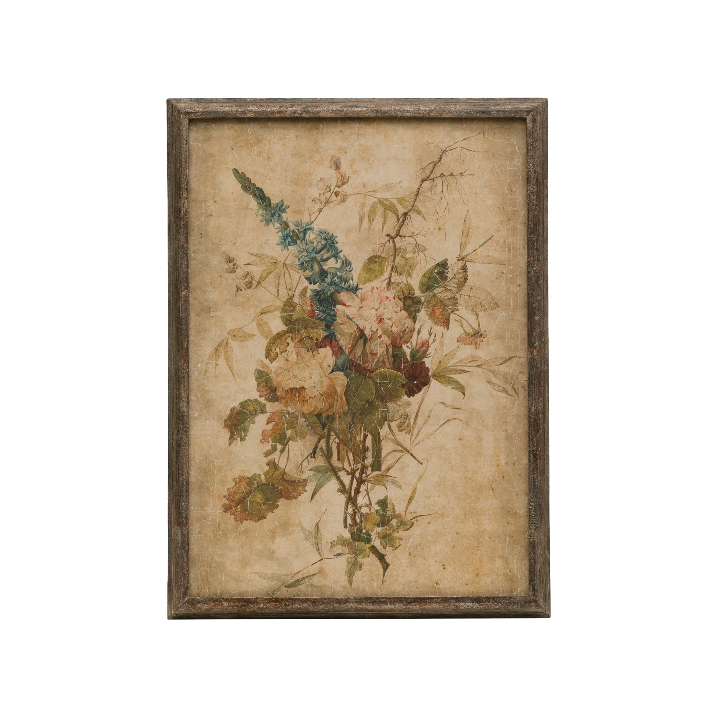 17 1 2 W X 24 1 2 H Wood Framed Wall Decor W Vintage Reproduction Flower Print