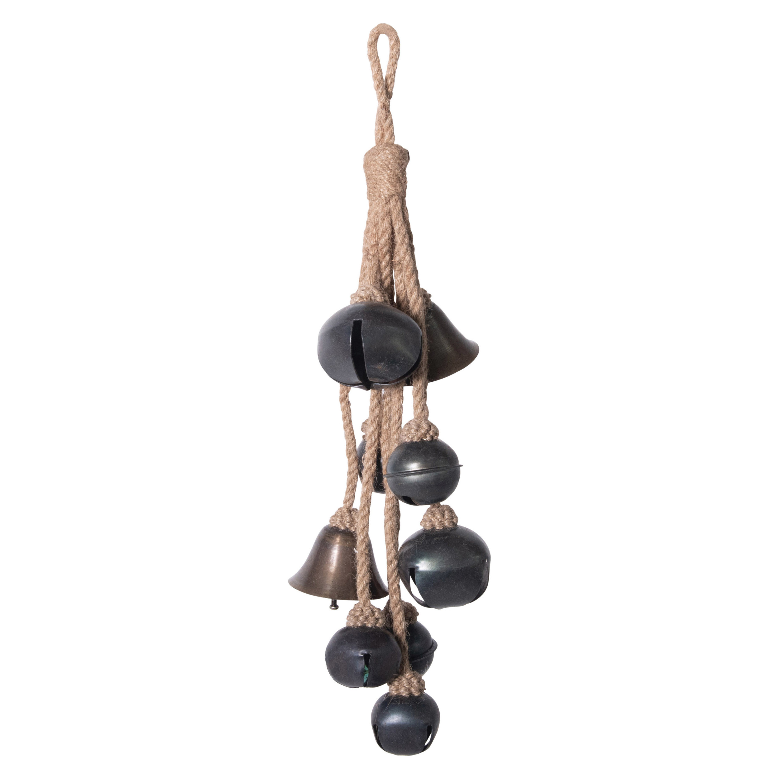 Creative Co-Op 28 Hanging Metal Bells on Jute Rope