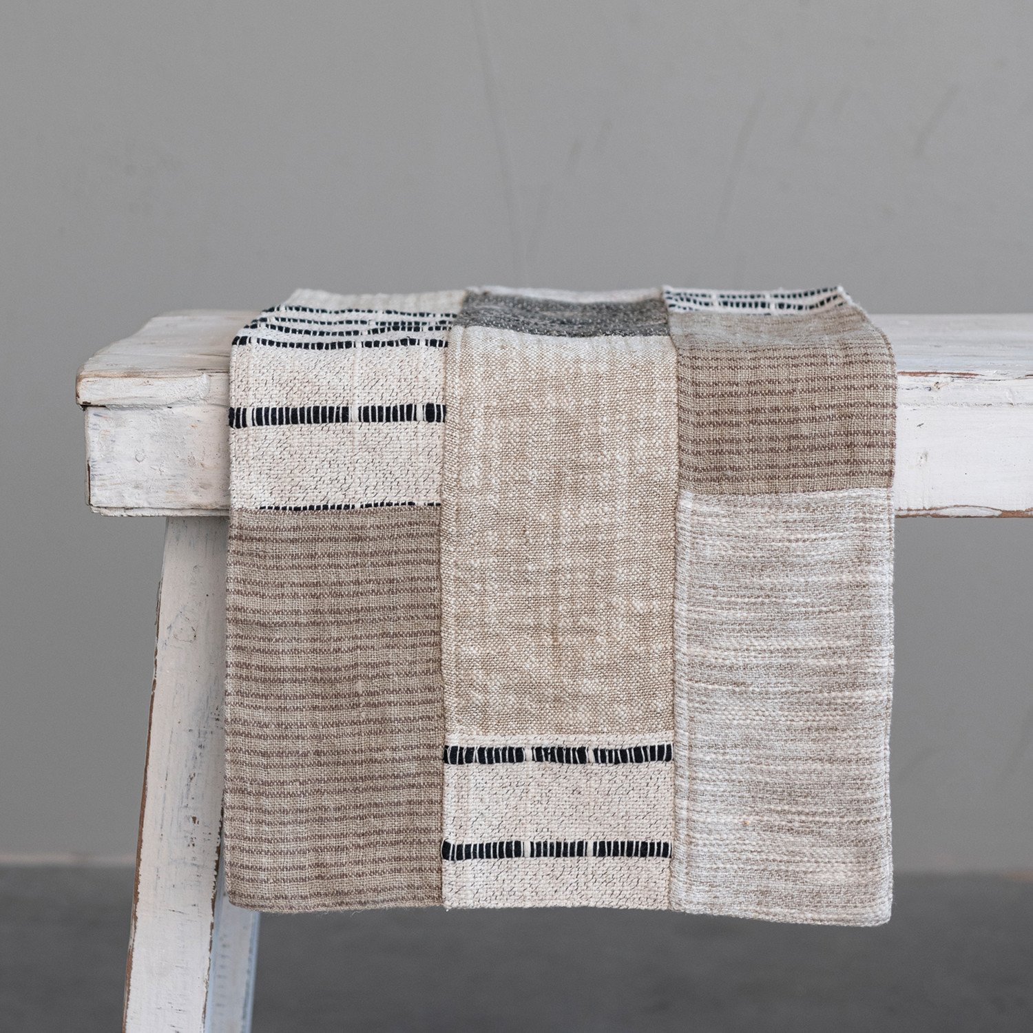 72"L x 14"W Cotton Slub Patchwork Table Runner, Multi Color (Each One