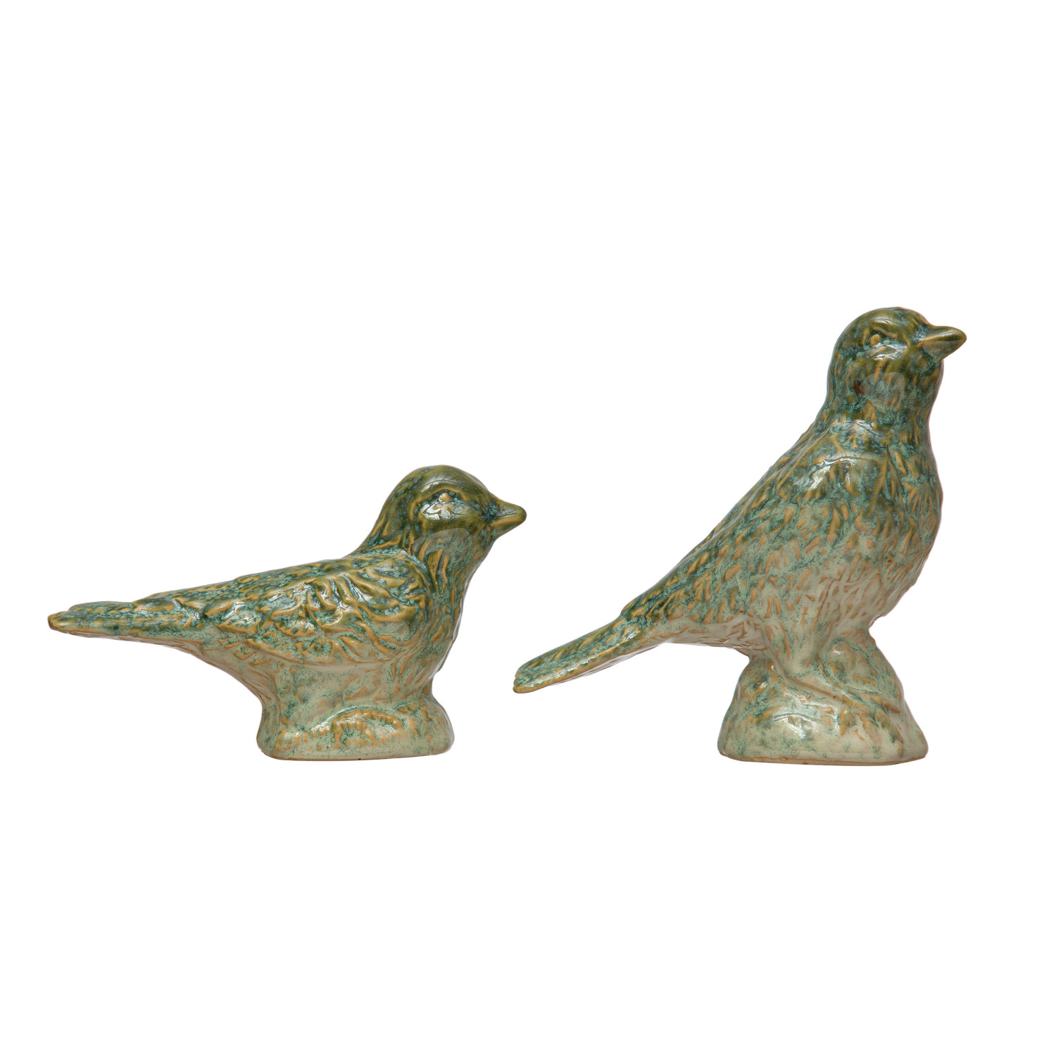 Debossed Stoneware Bird, Reactive Glaze, Green, 2 Styles (Each One Will ...