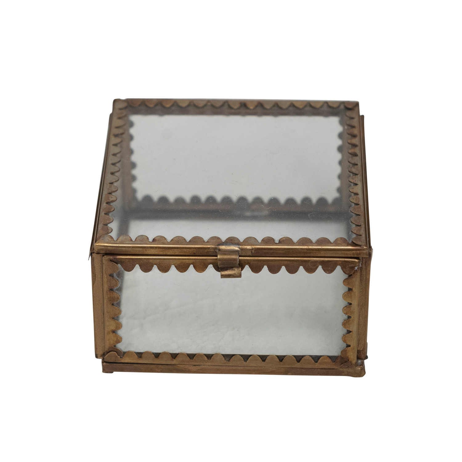 Creative Co-Op Brass & Glass Display Storage Box, Brass : : Home