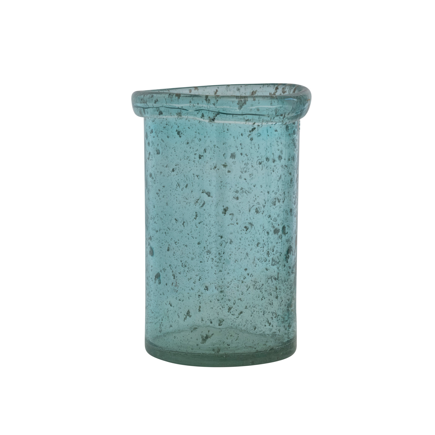 Seeded Glass Vase/Hurricane, Blue