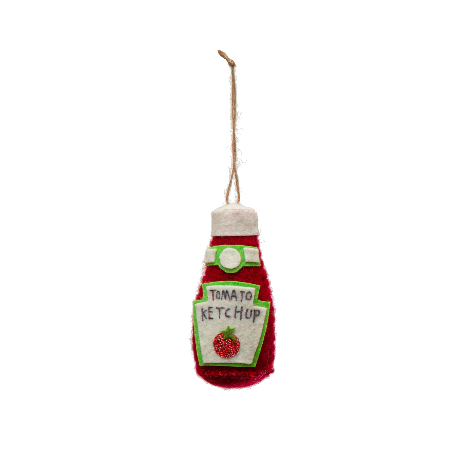 4"H Fabric Ketchup Bottle w/ Glitter, Multi Color