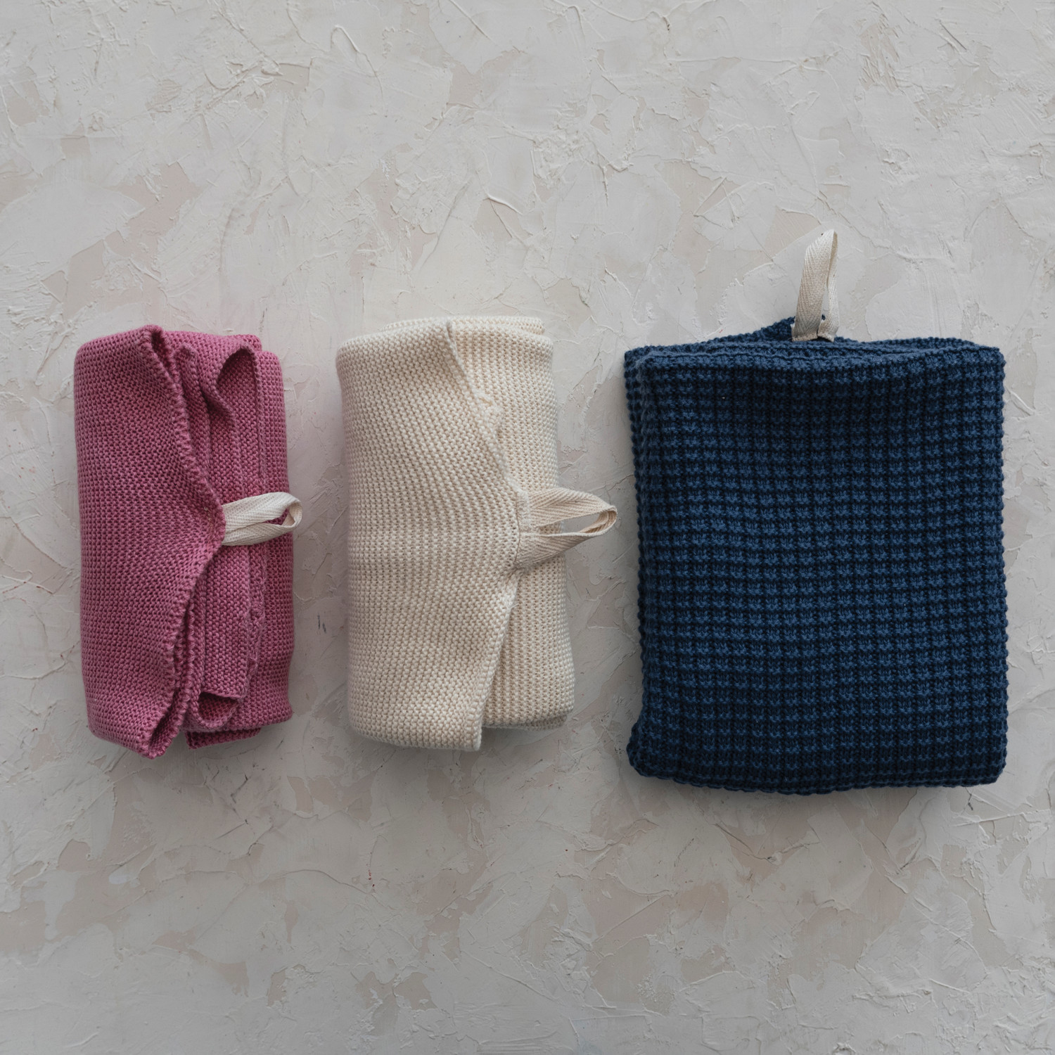 Cotton Knit Tea Towel w/ Loop, 3 Colors