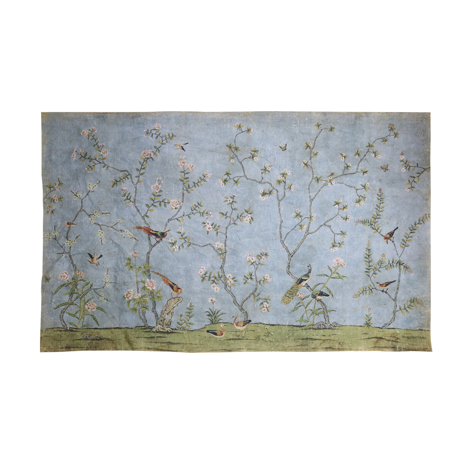 Paper Vintage Reproduction Wall Mural w/ Trees & Birds