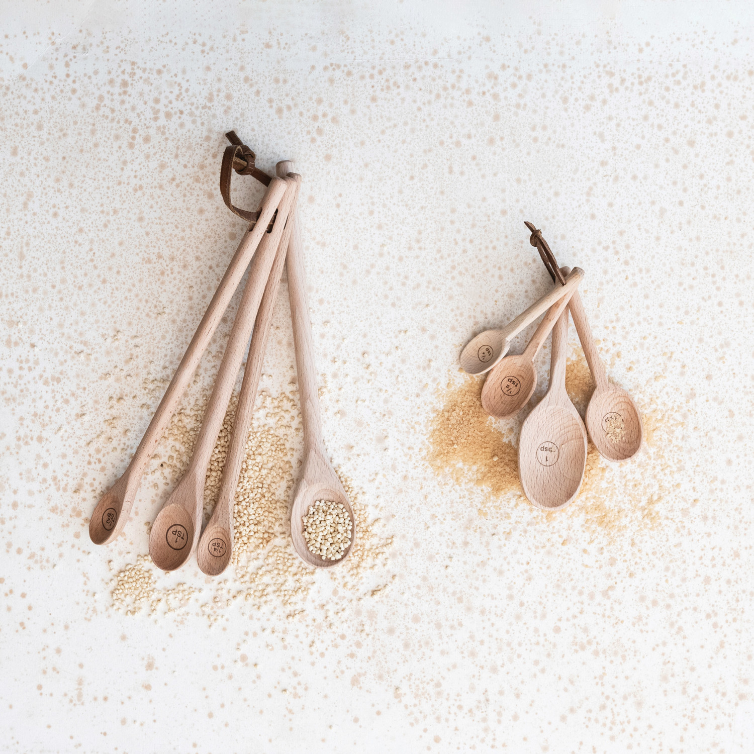 Carved Beech Wood Measuring Spoons, Set of 4