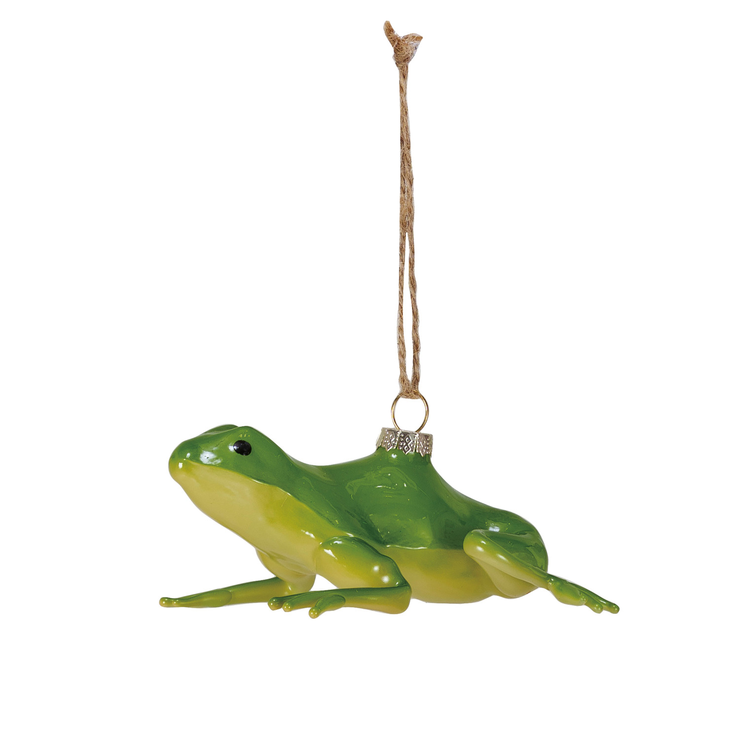 HandPainted Glass Frog Ornament, Green