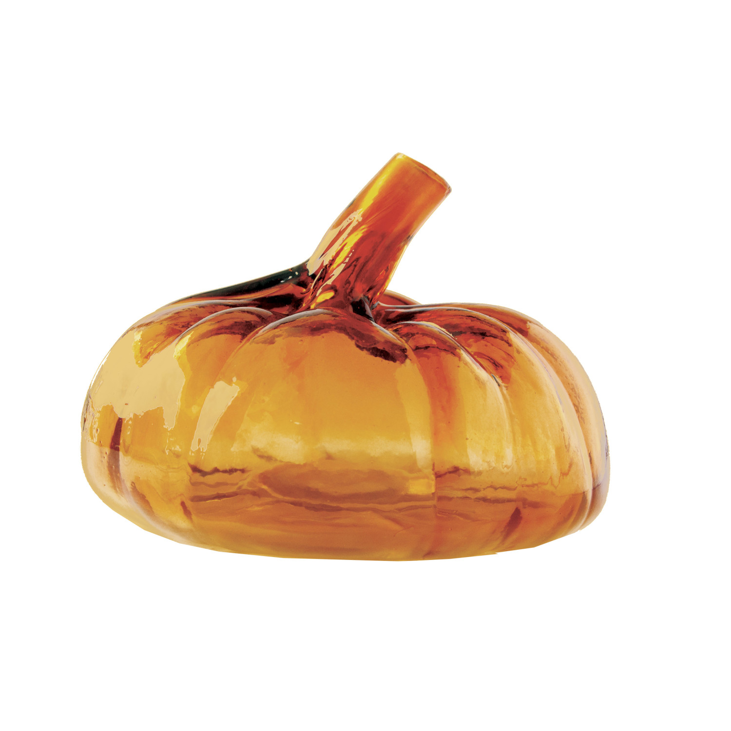 6" Round x 41/2"H Recycled Glass Pumpkin Shaped Vase, Amber Color