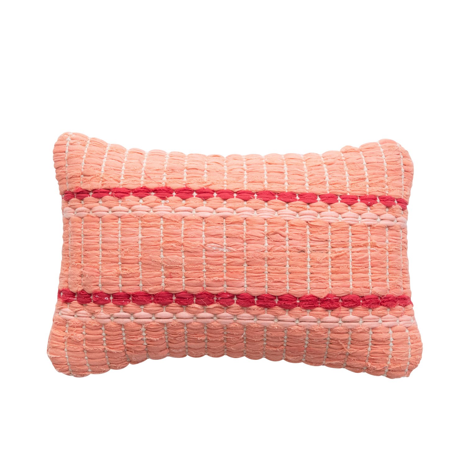 Pink/White Creative Co-Op Cotton Knit Apple Pillow 12L x 12H