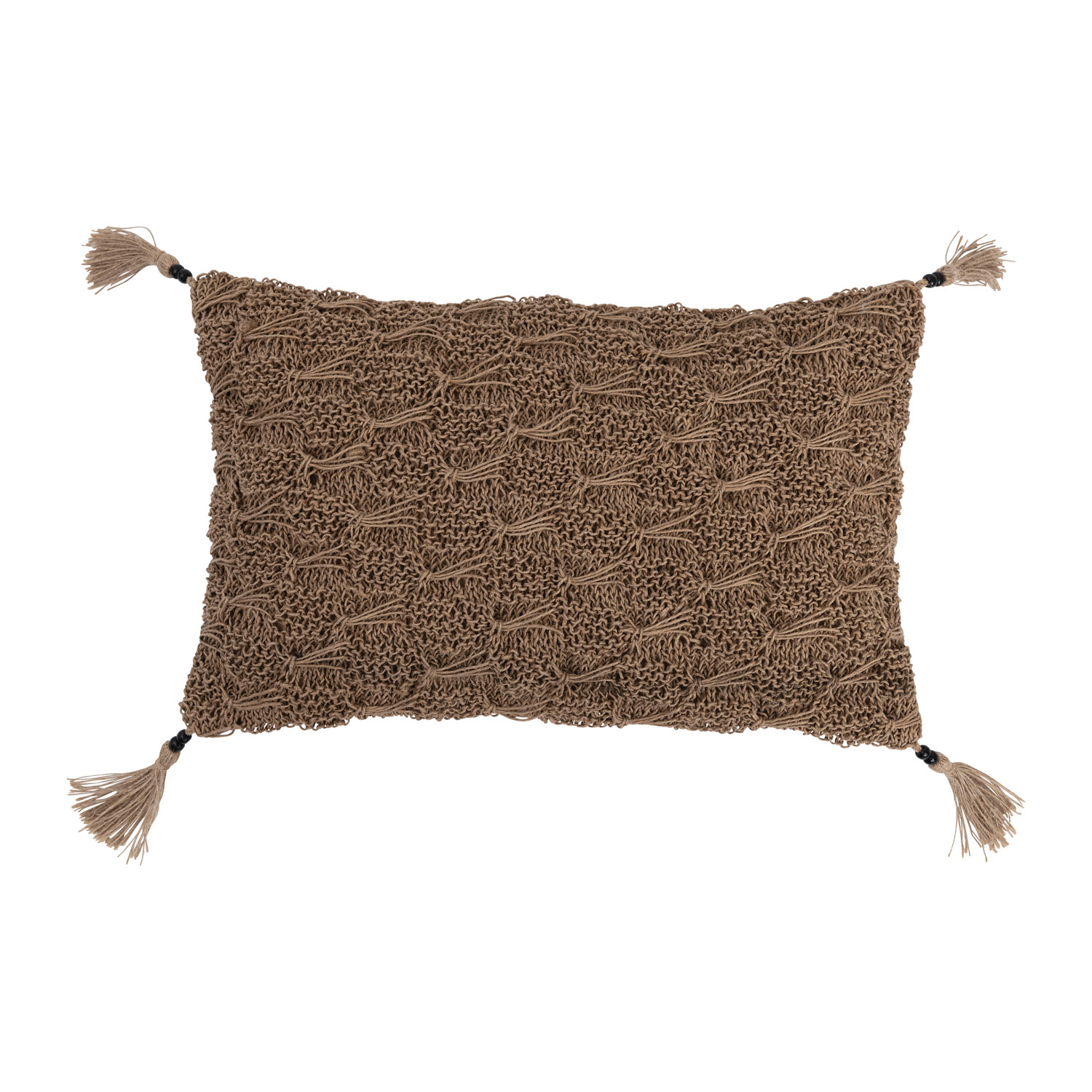 20"L x 12"H HandWoven Cotton & Jute Macrame Lumbar Pillow w/ Jute