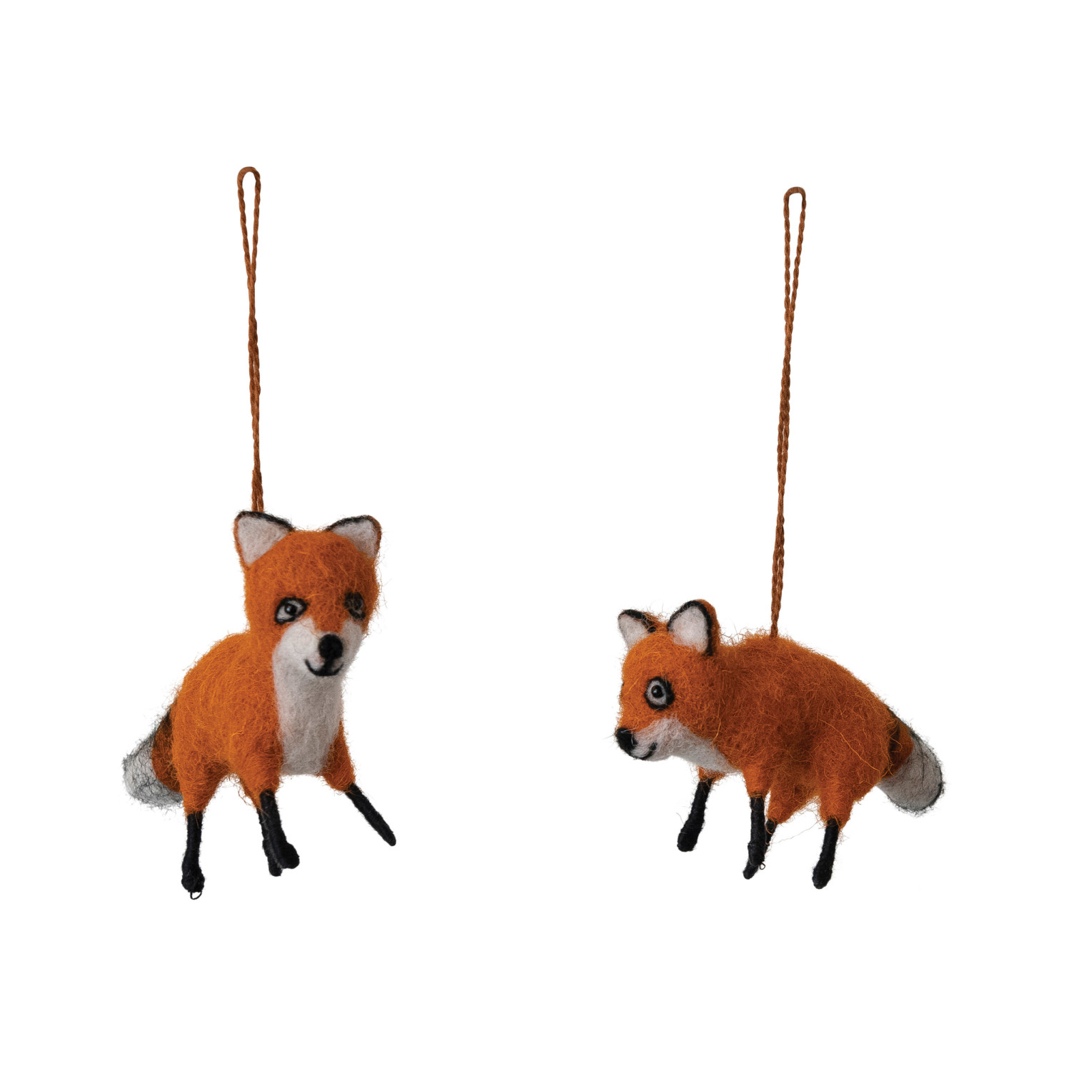 Handmade Wool Felt Fox Ornament, 2 Styles