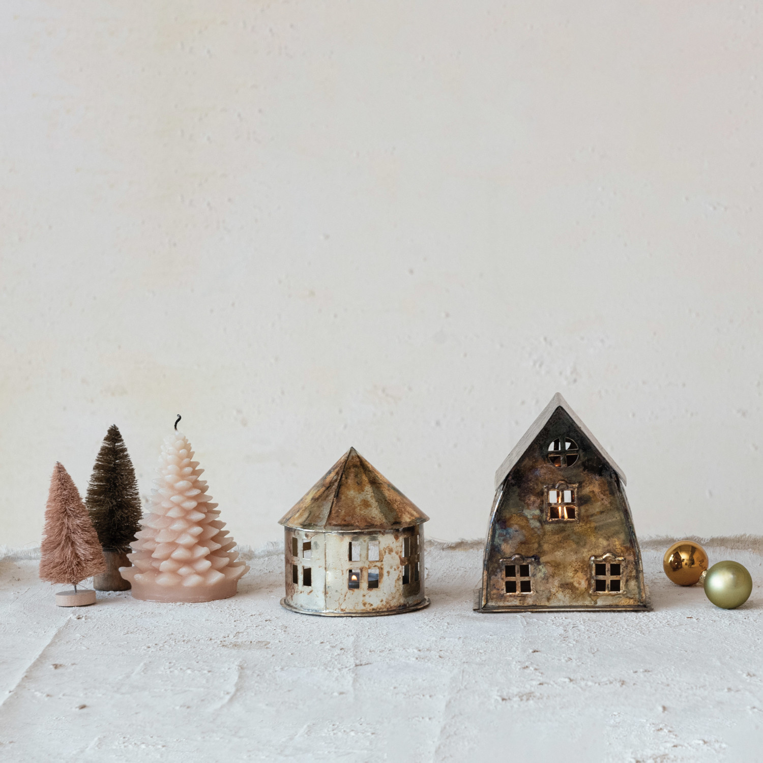 Metal House Tealight Holder, Oxidized Silver Finish