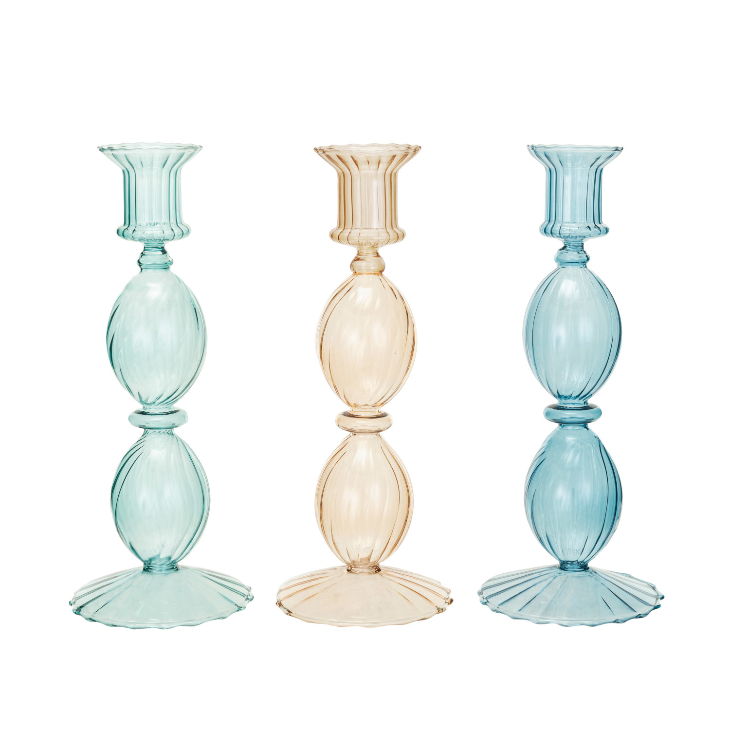 Blown Glass Taper Holder, 3 Colors