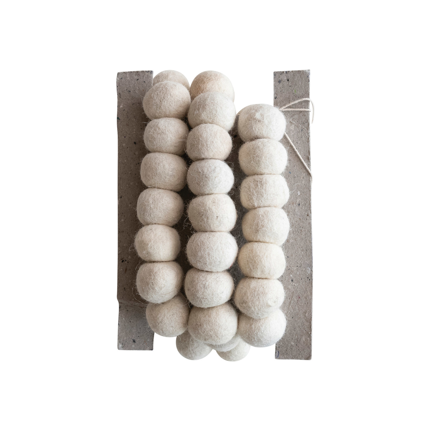 Handmade Wool Felt Ball Garland, Cream Color