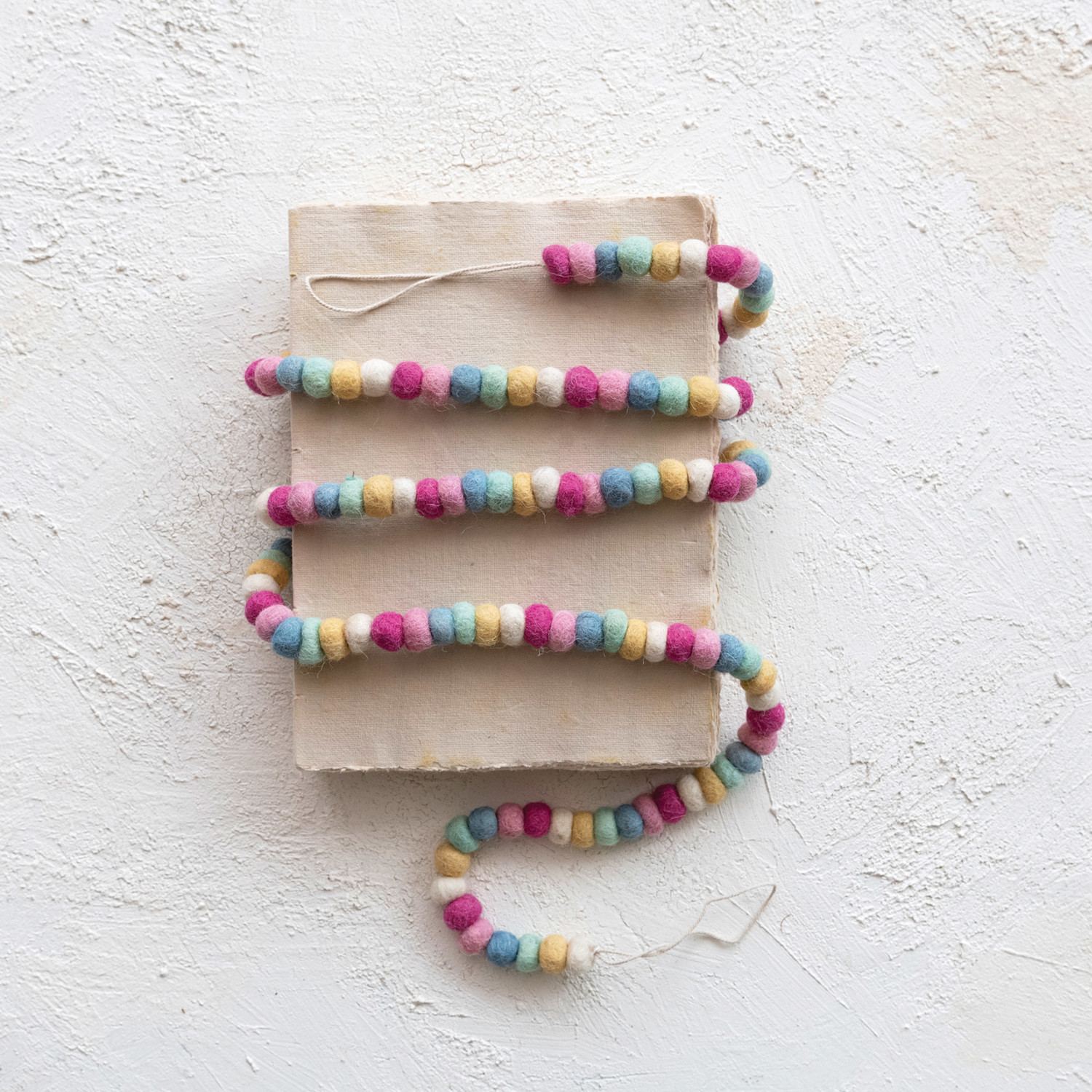 Handmade Wool Felt Ball Garland, Multi Color