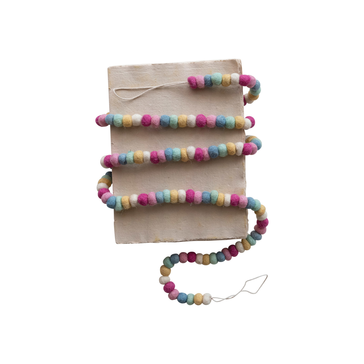 Handmade Wool Felt Ball Garland, Multi Color