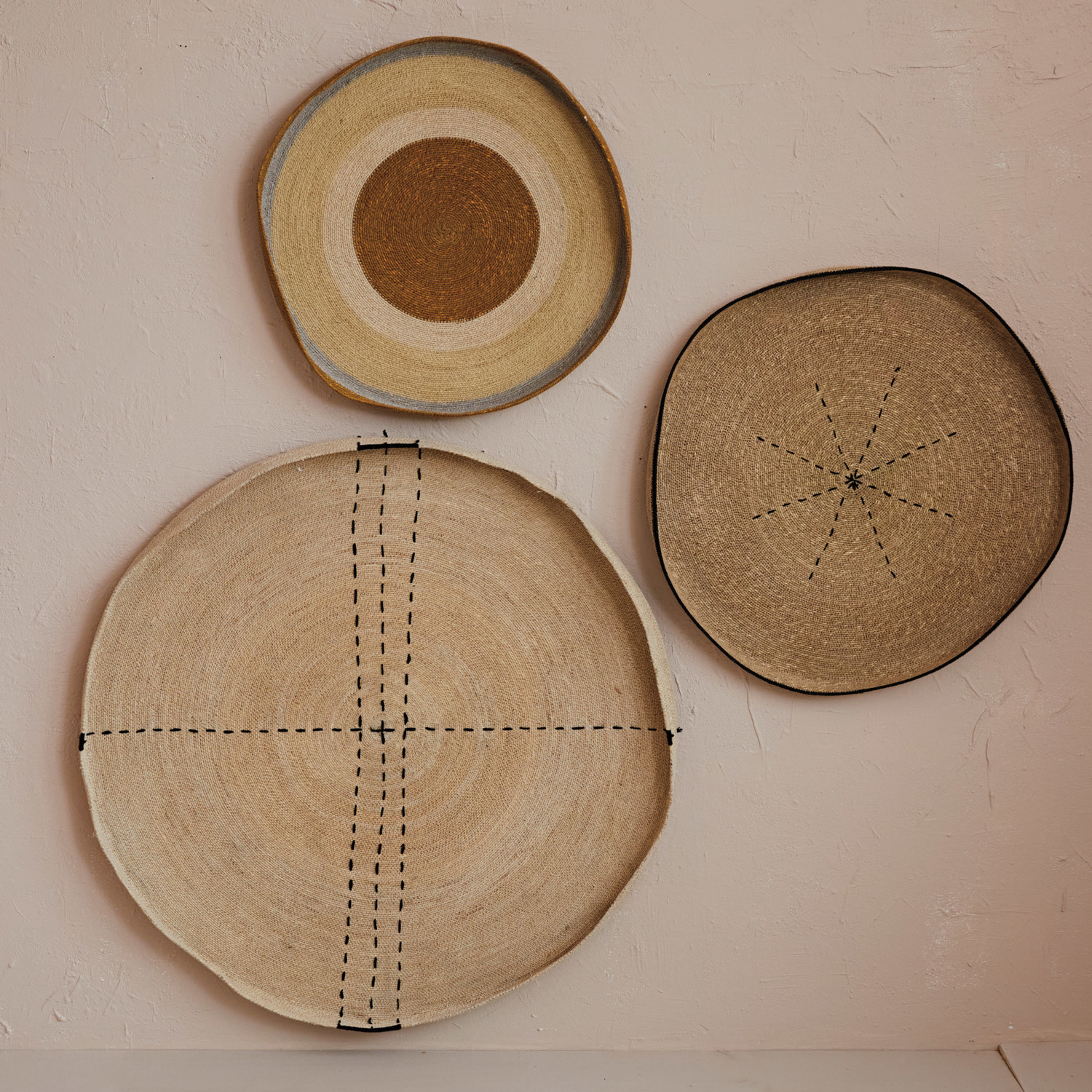 Woven Seagrass Wall Baskets, Set of 3