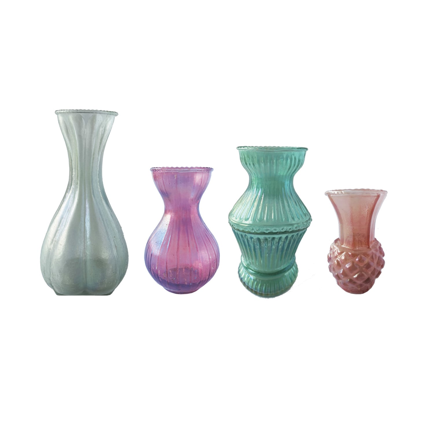 Handmade Recycled Paper Honeycomb Trees - Set Of 4, Round Sizes 3.25"x9"H, 2.75"x6.75"H, 2.75"x6.5"H & 1.75"x5"H, Chintz Patterns, Multi-Color