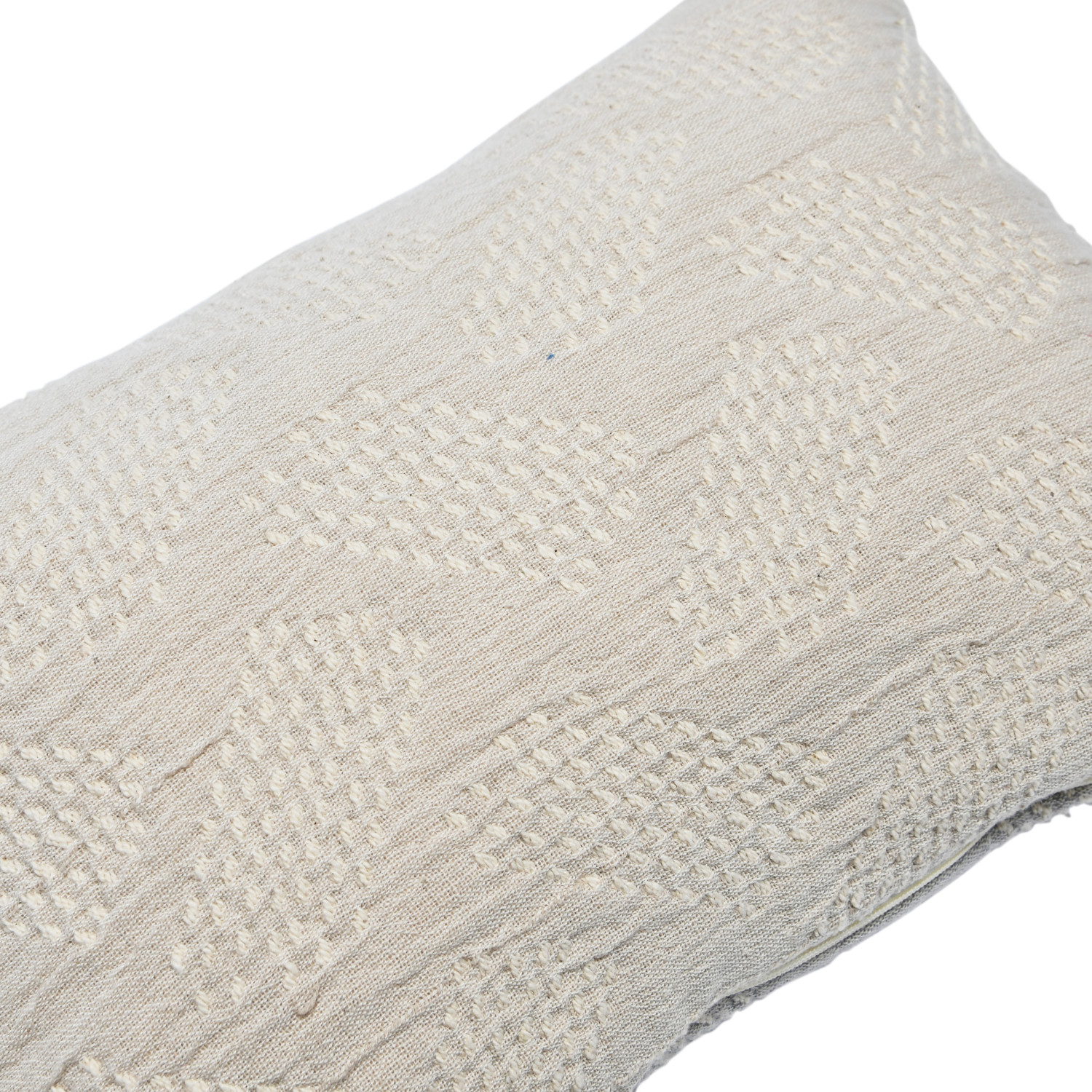 14"L x 9"H Woven Cotton Jacquard Lumbar Pillow, Grey & Cream Color