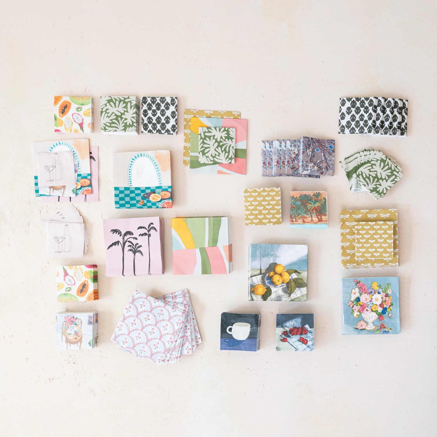 Paper Cocktail Napkins w/ Marbled Design (Contains 50 Folded Pieces)