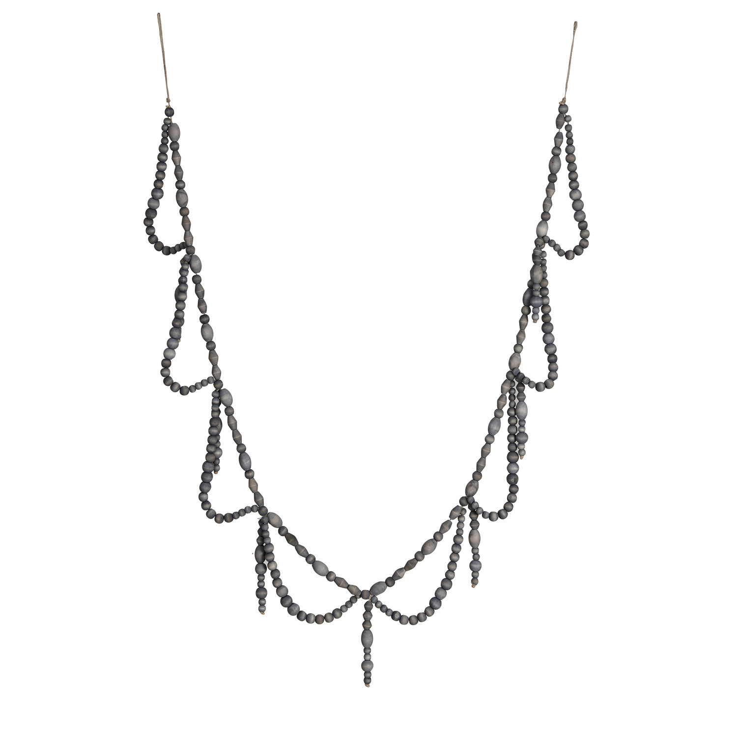 72"L Paulownia Wood Bead Swag Garland, Stained Finish