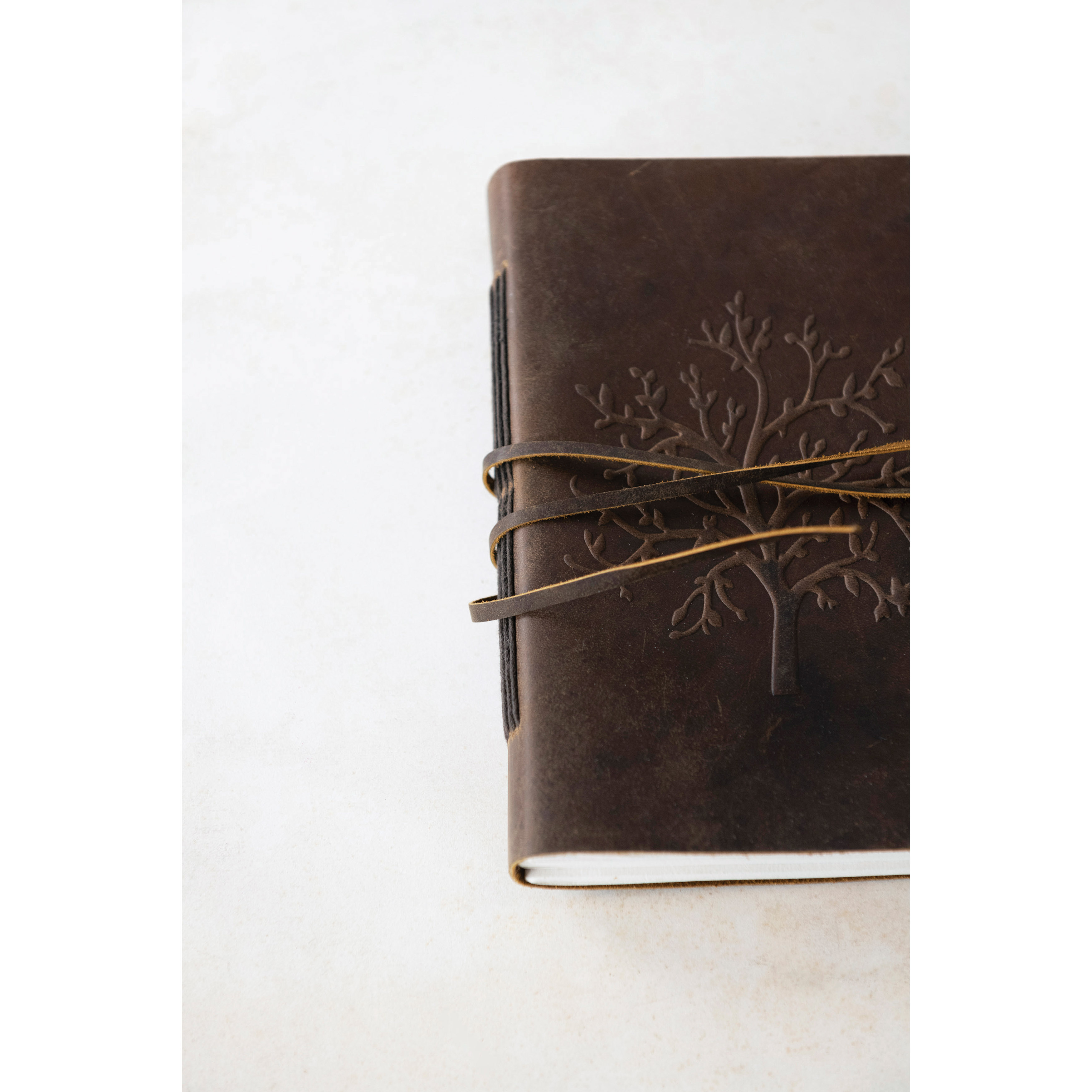 Creative Co-op - Leather Bound Journal with Embossed Tree