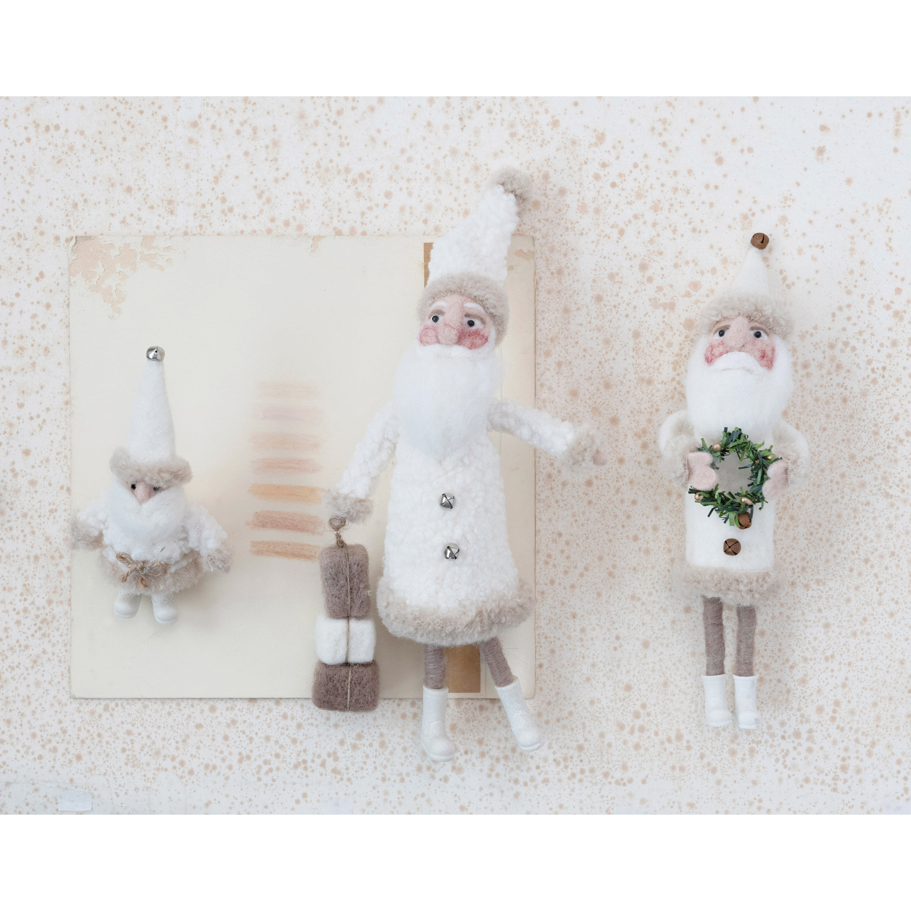 Creative Co-op Hand-Painted Santa Ornaments Boxed