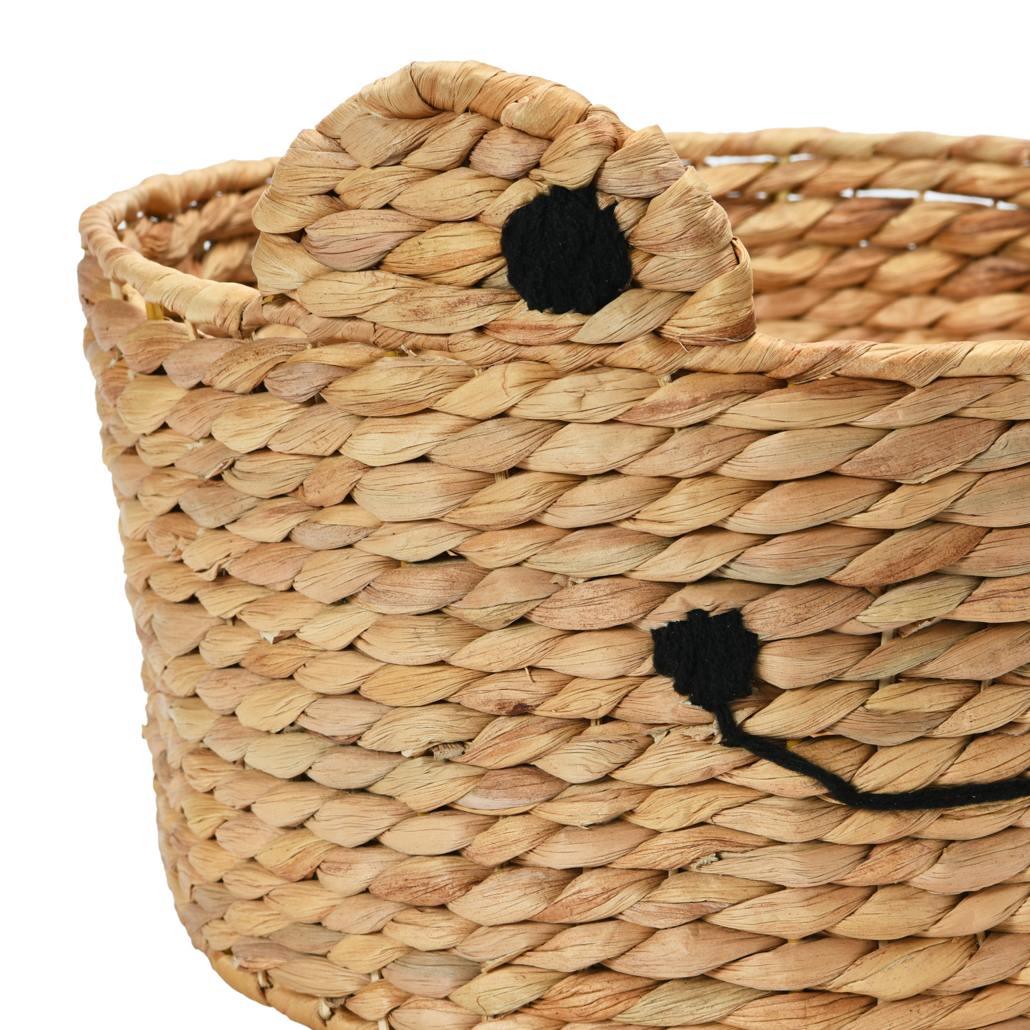 15" Round x 101/2"H HandWoven Water Hyacinth Frog Basket, Natural & Black