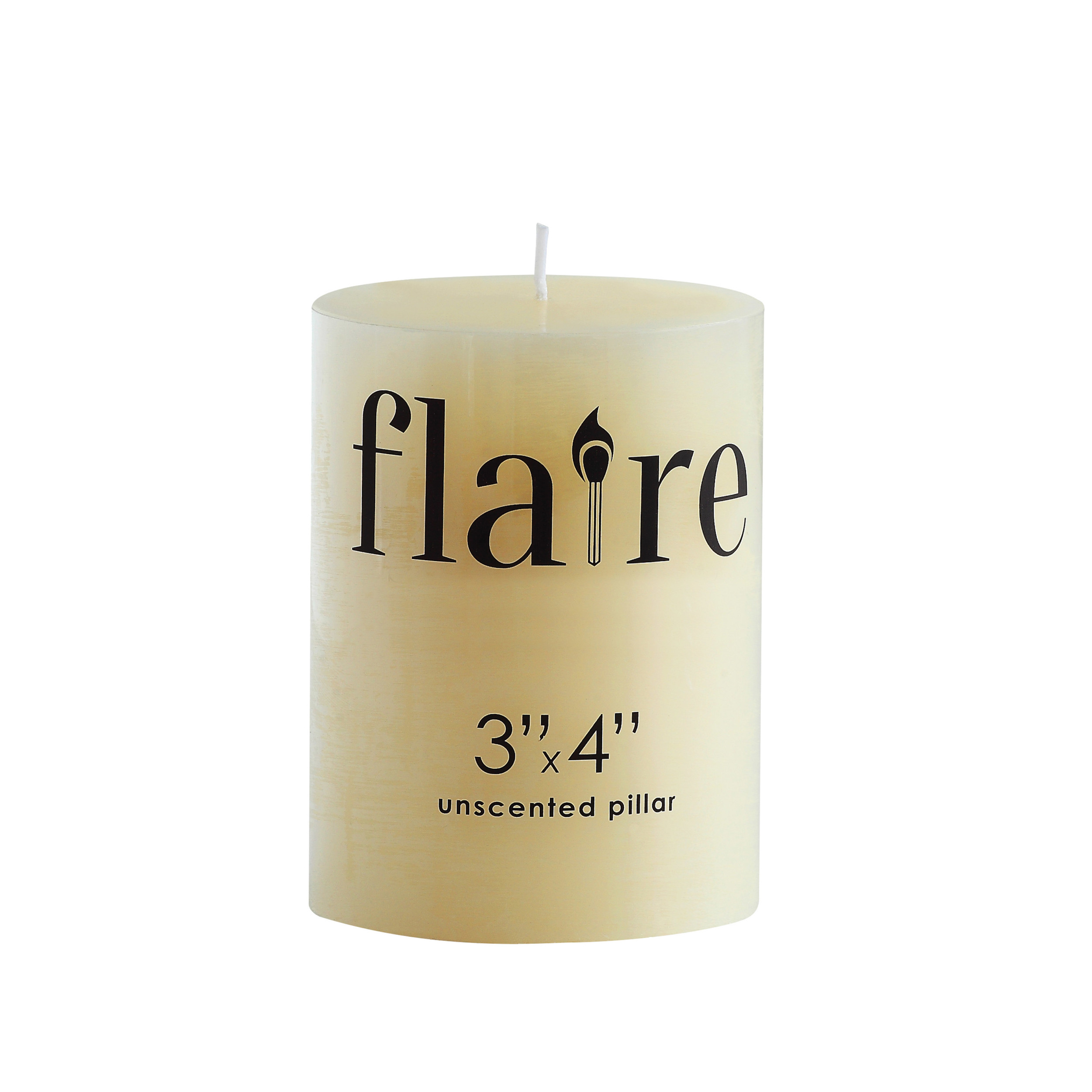 3" Round x 4"H Unscented Pillar Candle (Approximate Burn Time 72 Hours)