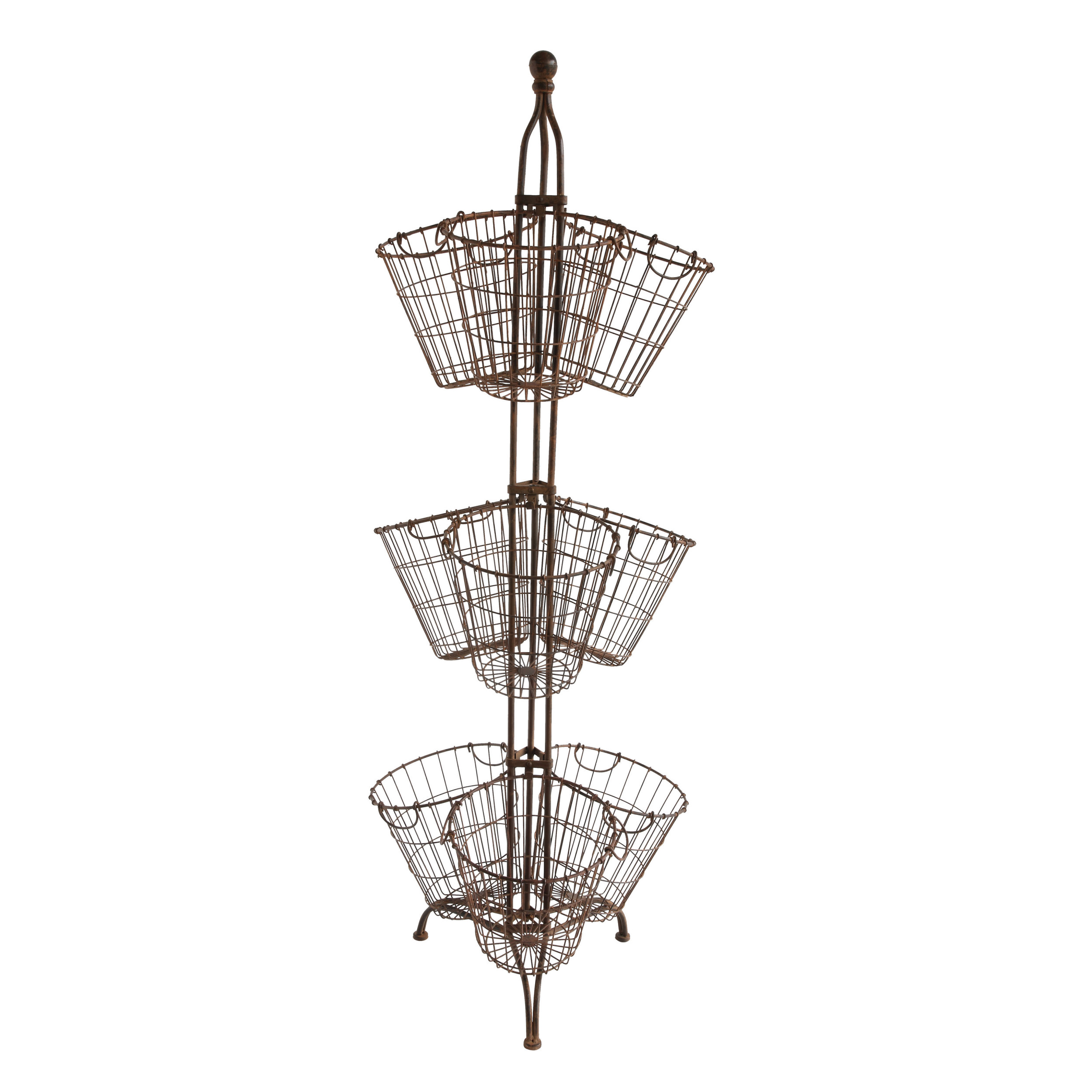 241/2" Round x 68"H Metal Stand w/ 9 Wire Baskets, Rust Finish
