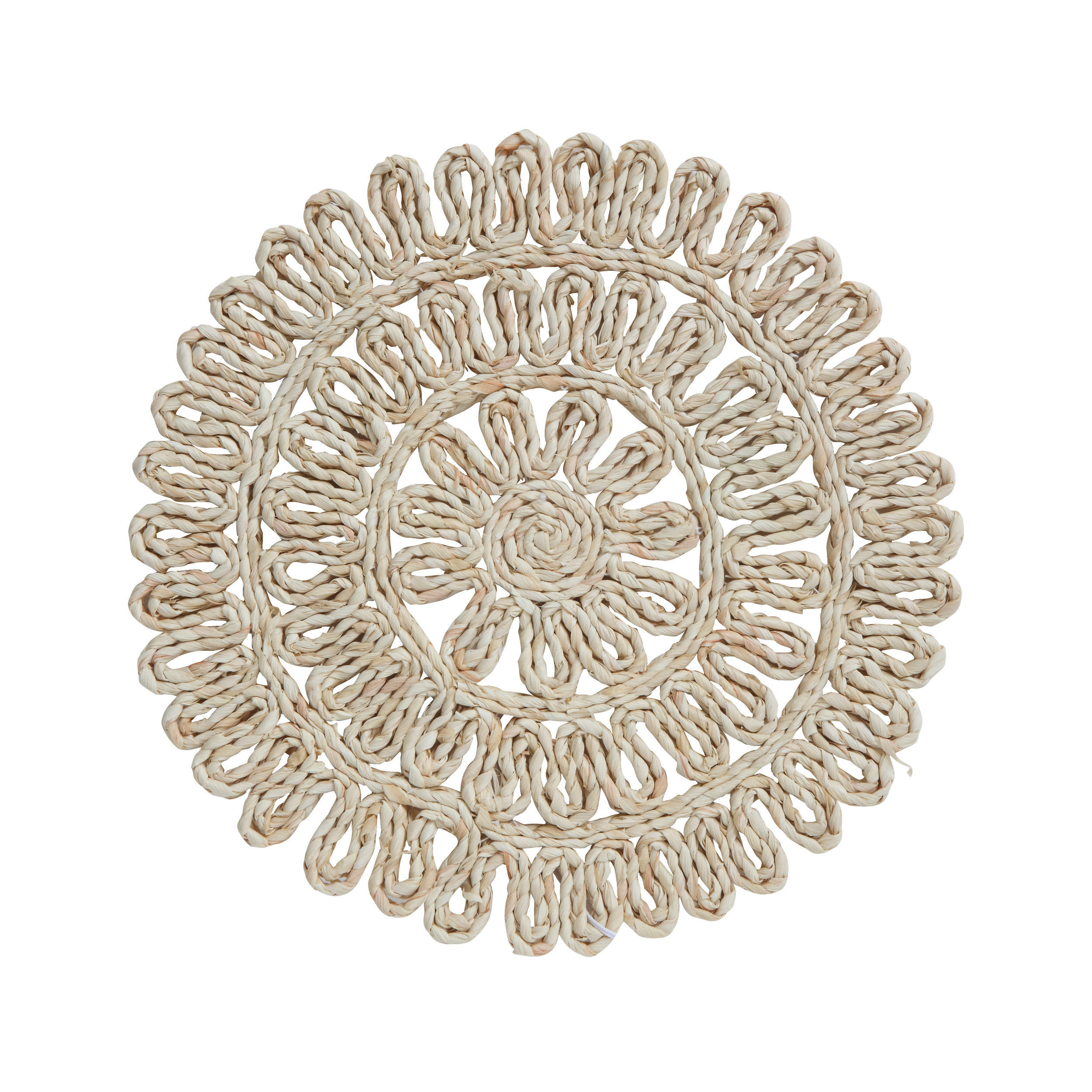 15" Round Woven Straw Placemat, Natural