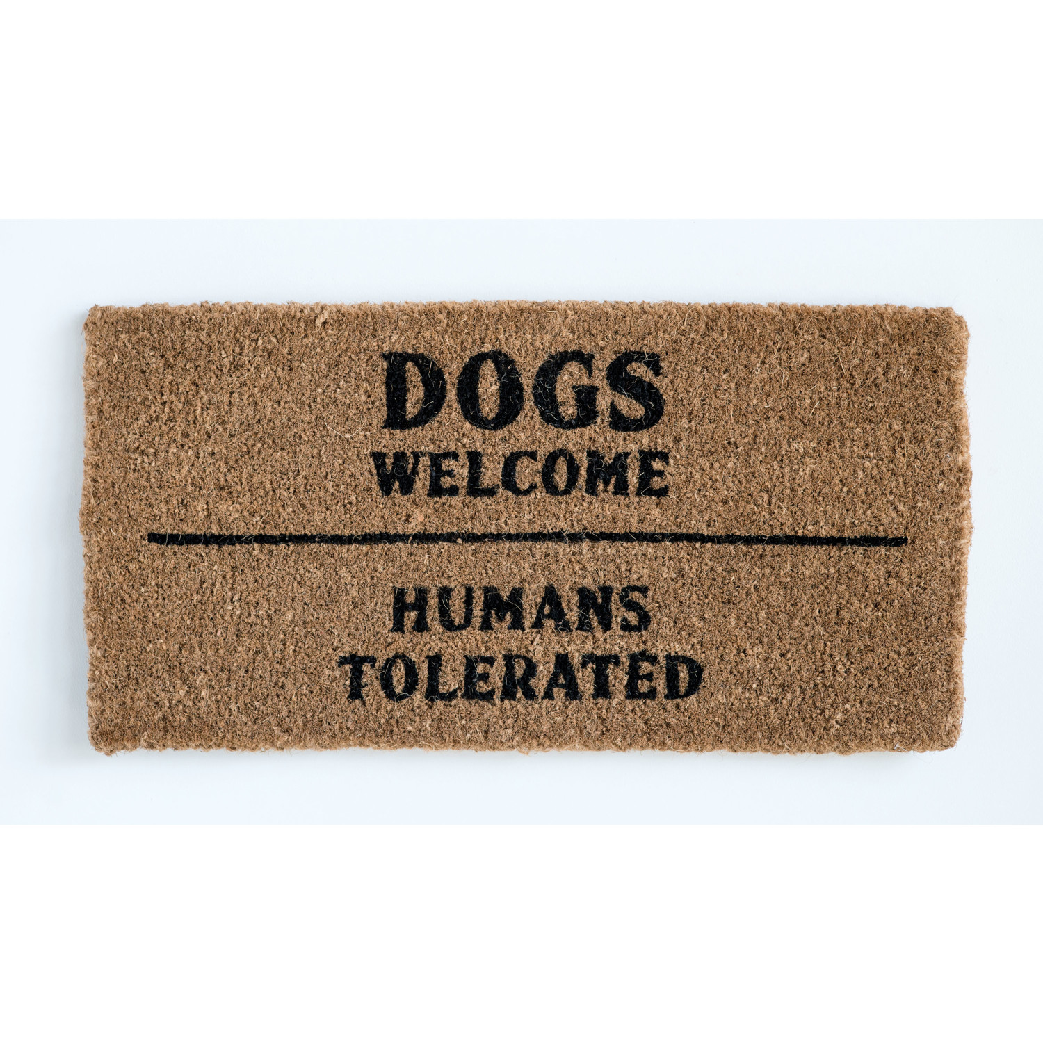 32"L x 16"W Natural Coir Doormat "Dogs Humans Tolerated"