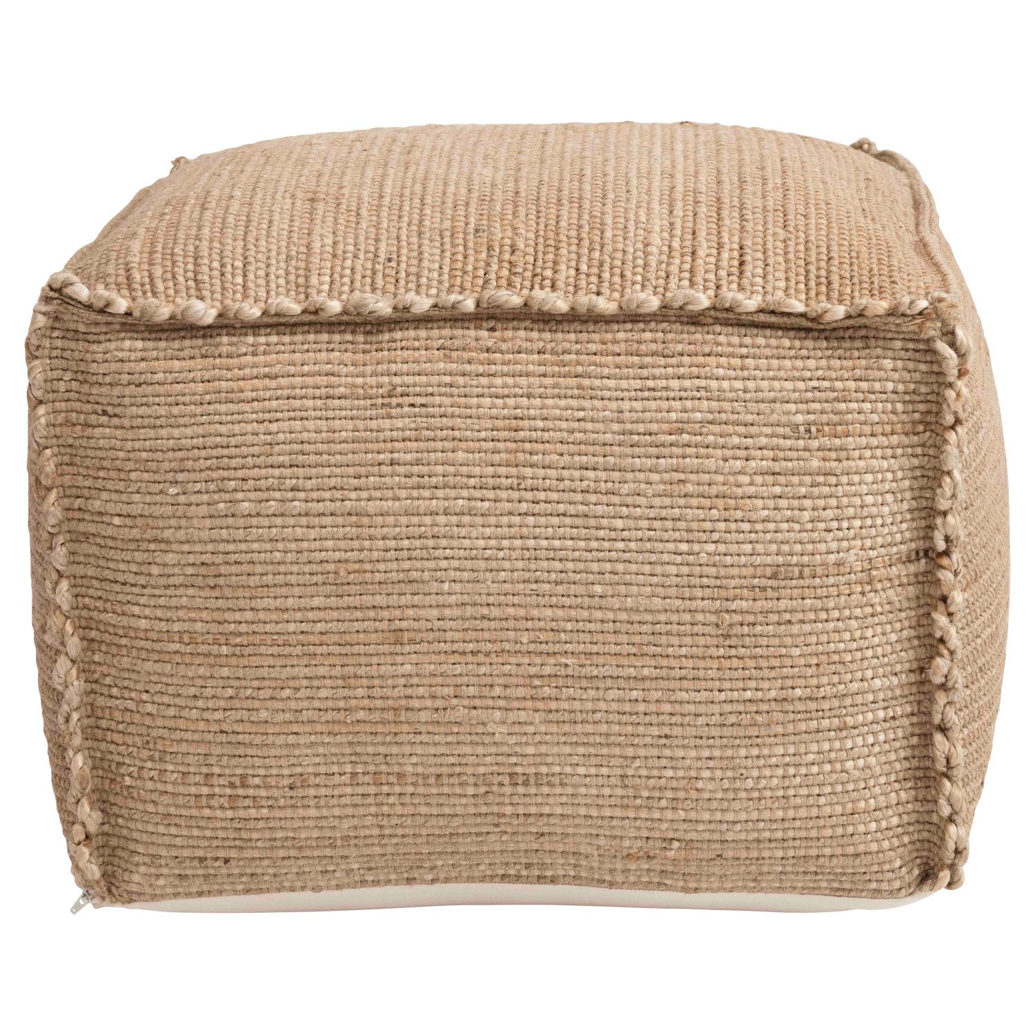 24" Square x 16"H HandWoven Jute Pouf, Natural